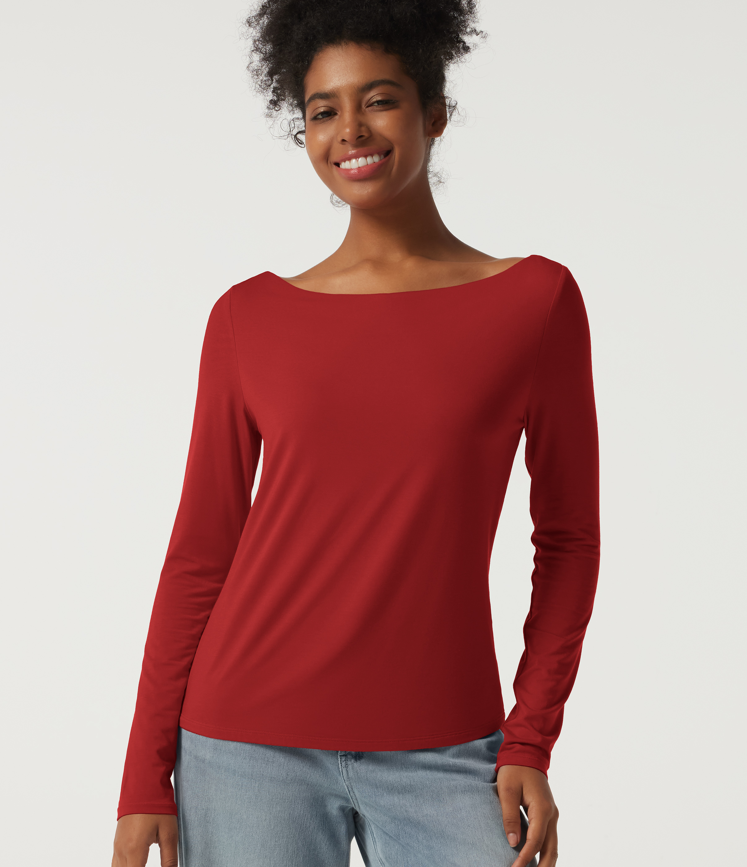 Boat Neck Dropped Shoulder Long Sleeve Casual Top