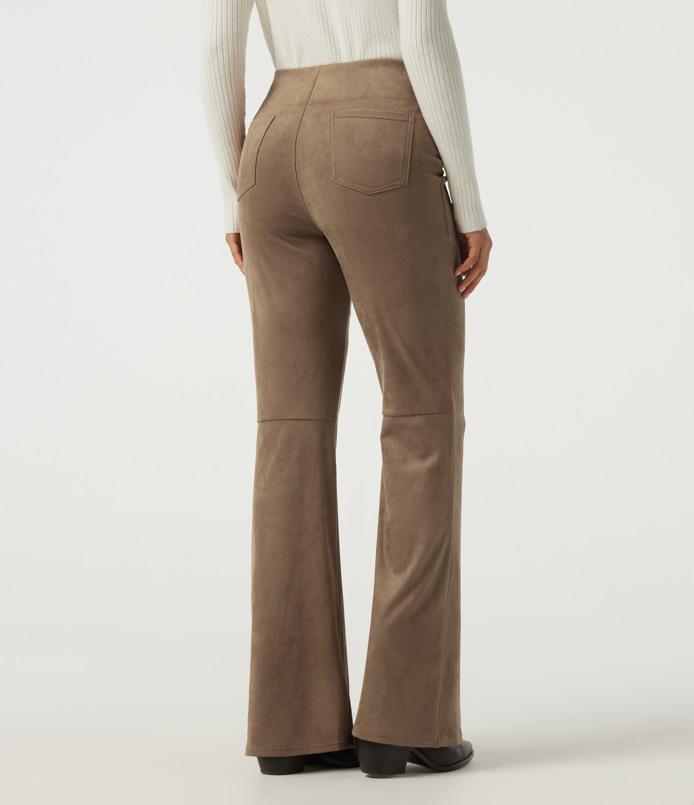 Coca Mocha High Waisted Bootcut Suede Casual Pants with Pockets / 2