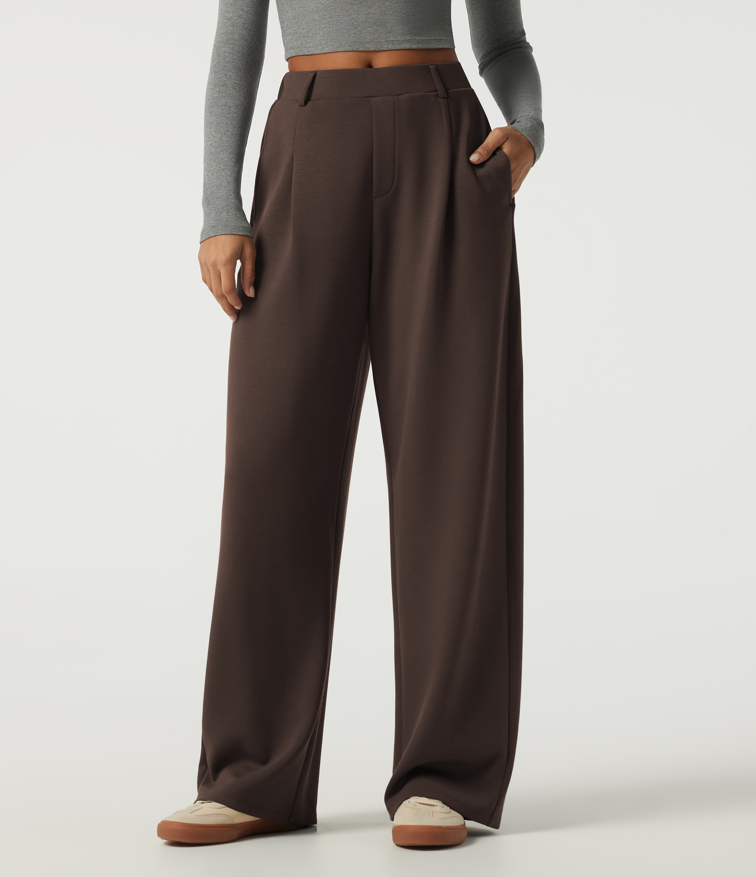 Mid Rise Barrel Leg Casual Sweatpants with Pockets