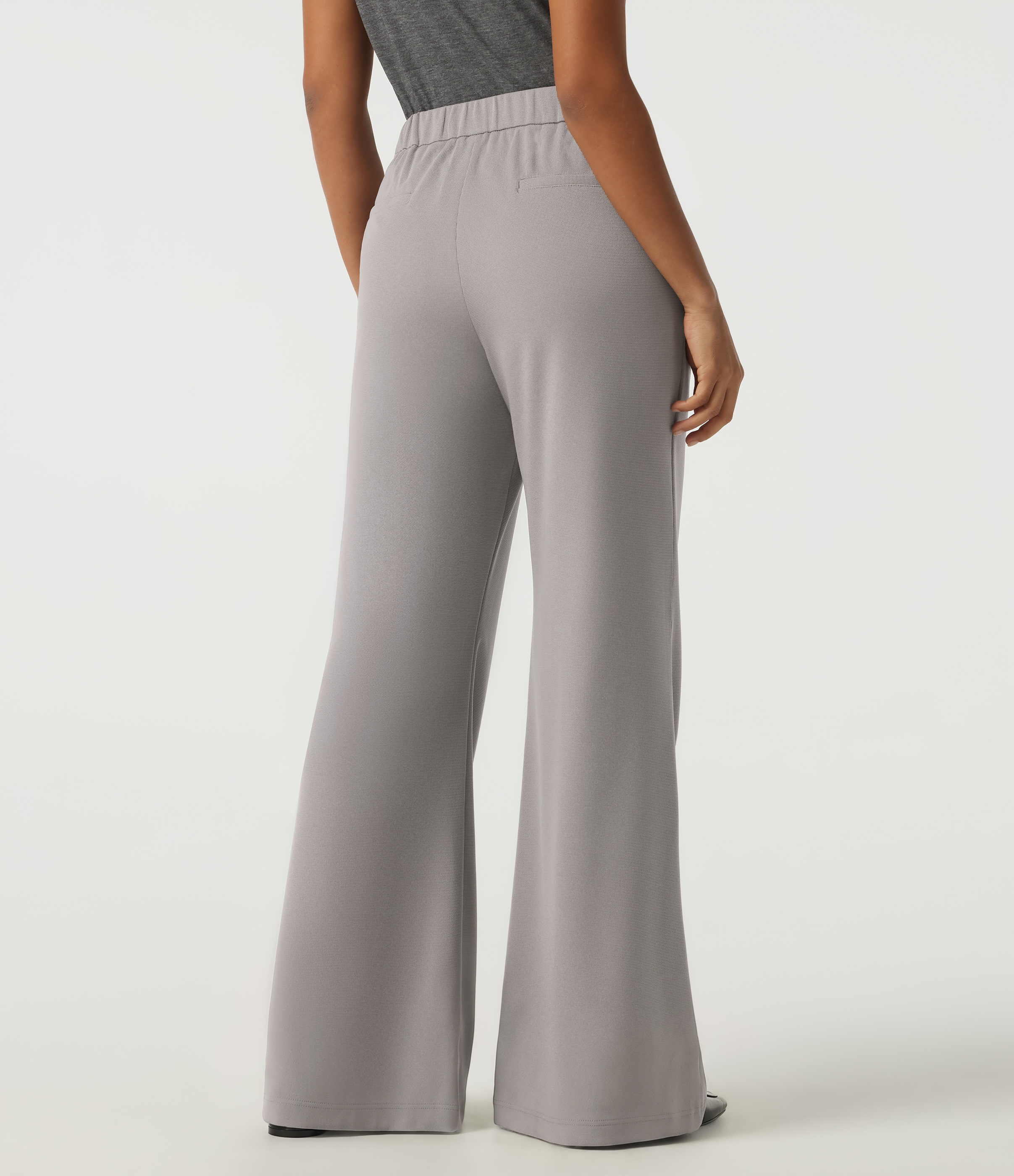 Mink Ash High Waisted Flare Waffle Casual Pants with Pockets / 2