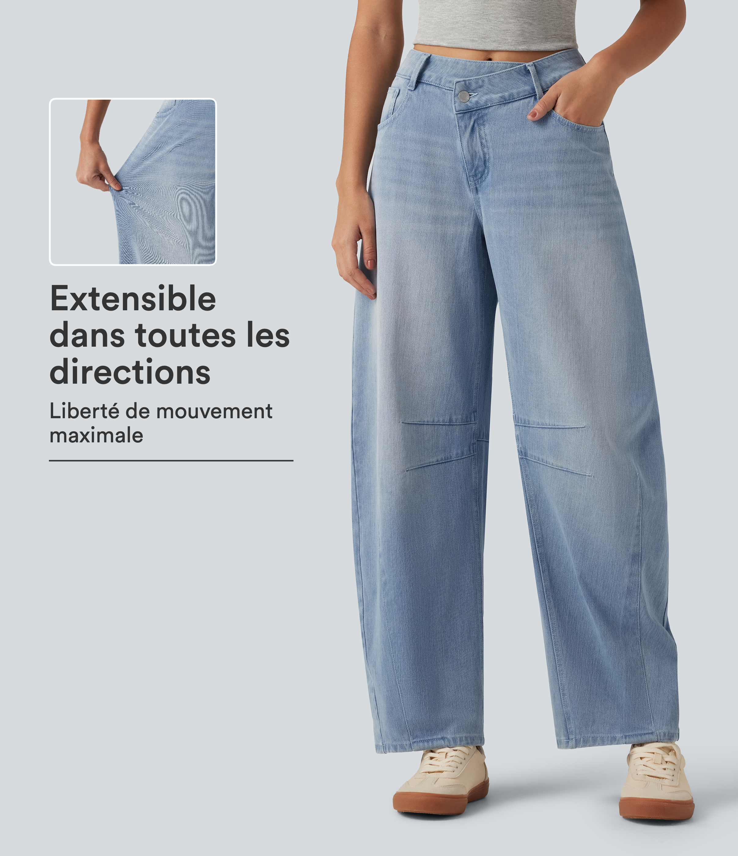 Jean Halara Flex™ taille haute coupe barrel avec poches