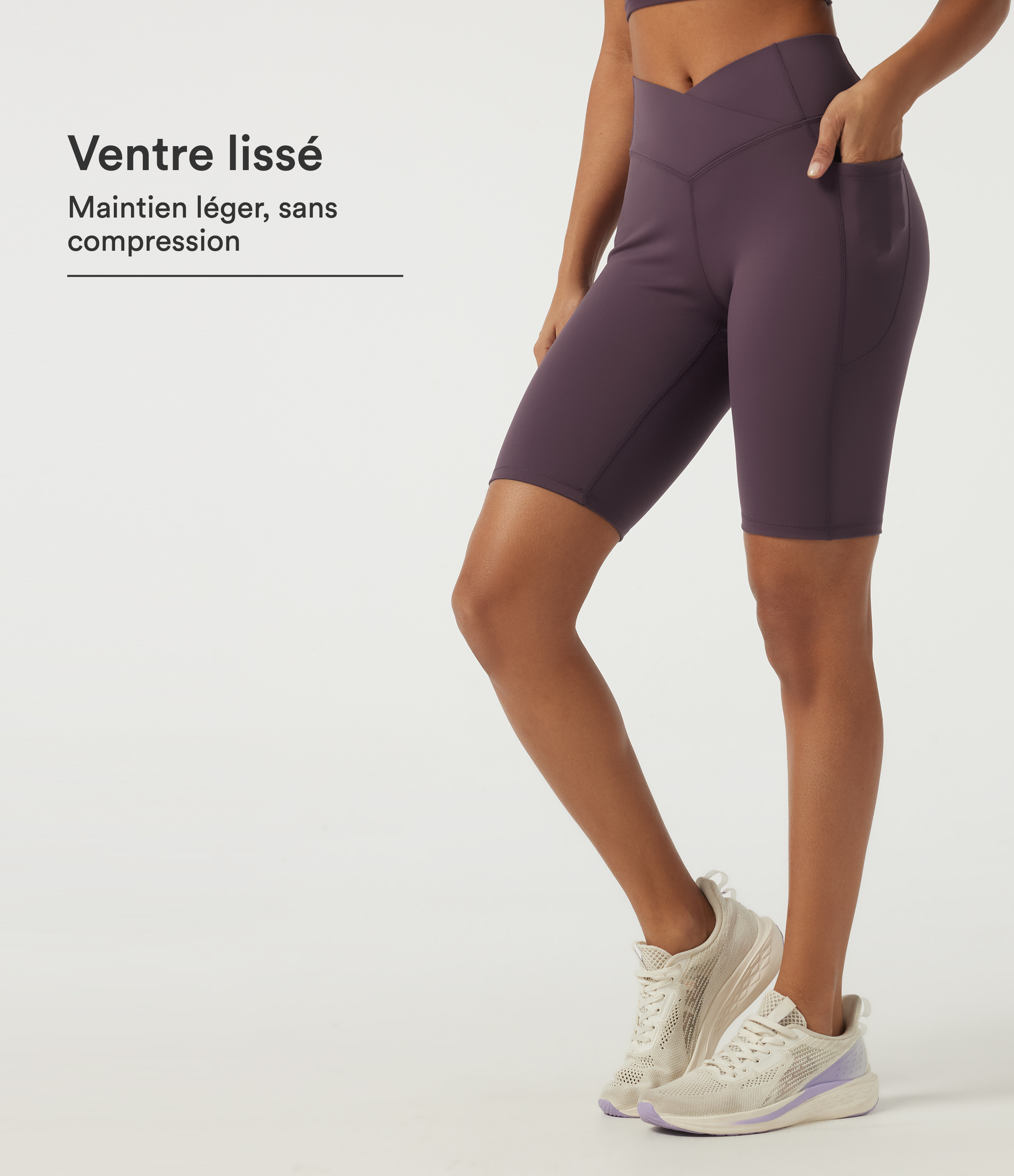 Short cycliste Speedwave™ 23 cm taille haute gainant à taille croisée avec poches
