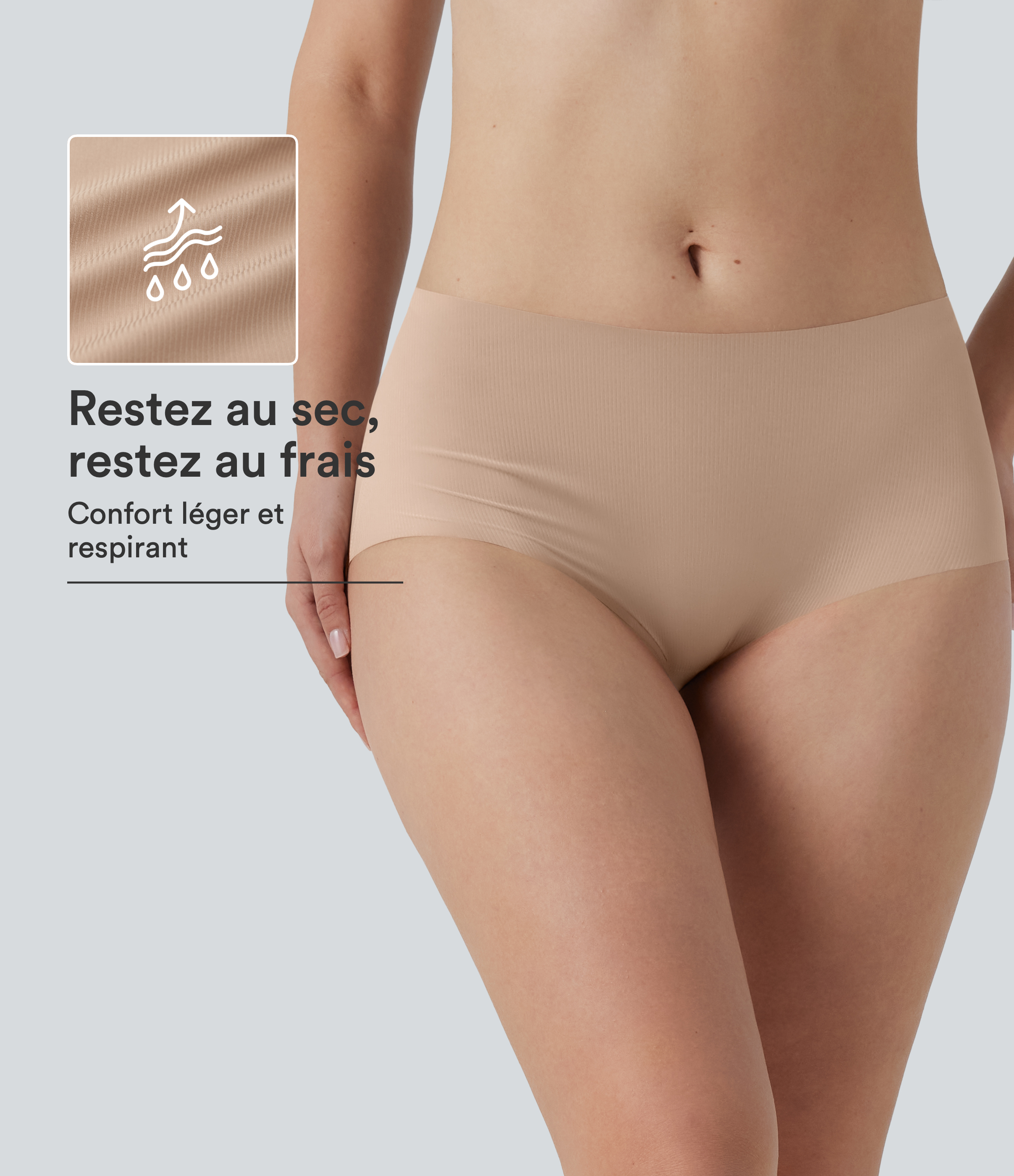 Culotte sans couture taille mi-haute invisible au porté