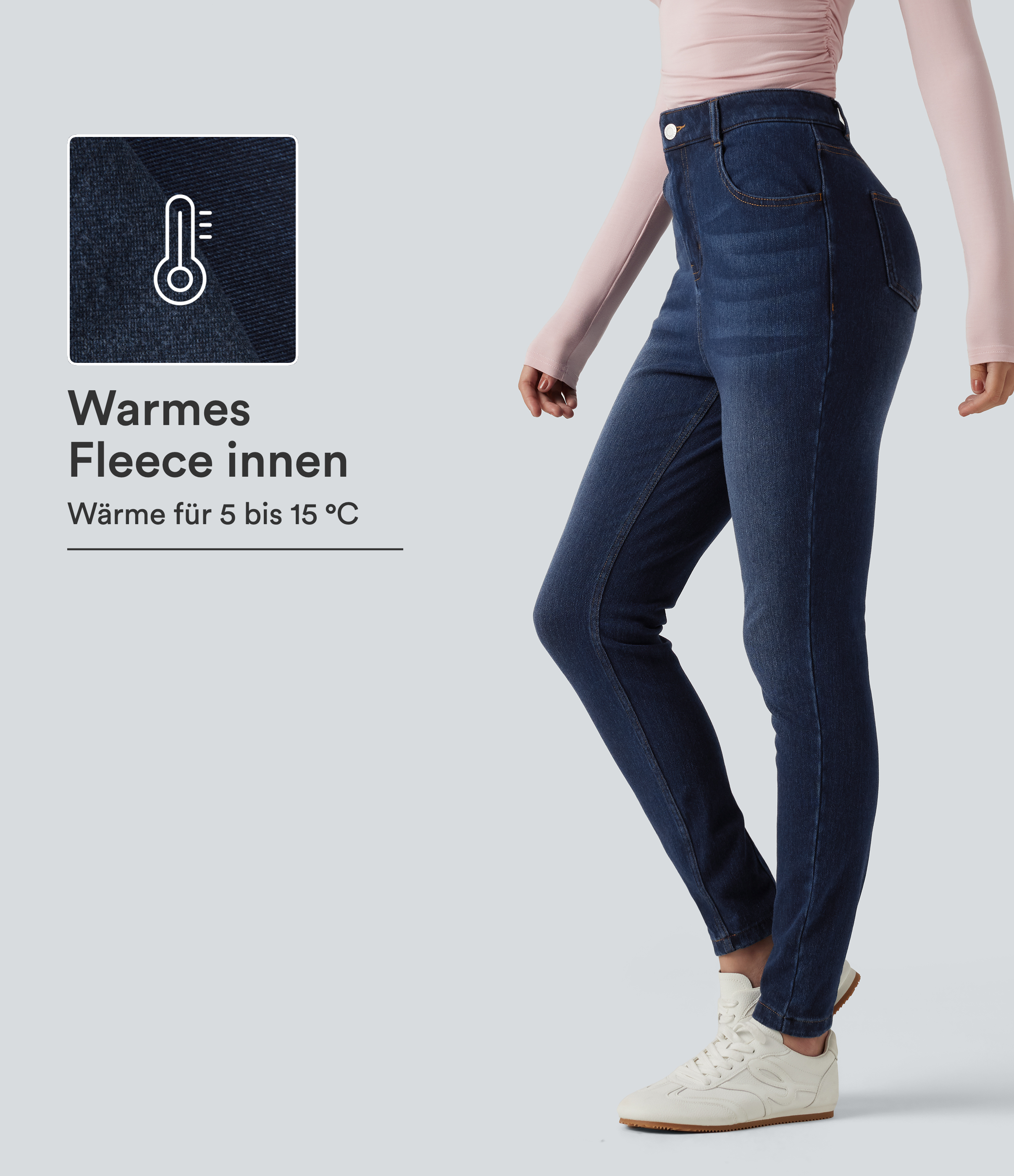 Halara Flex™ Denim Heat - Lässige Jeans aus Baumwolle mit hohem Bund und mehreren Taschen - skinny fit
