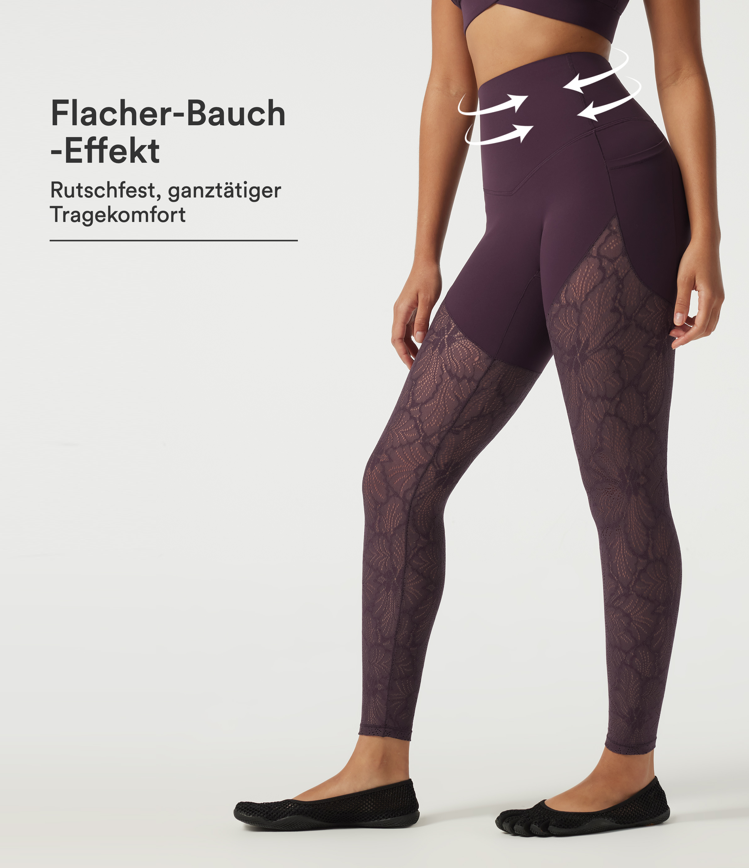 Halara UltraSculpt™ - Yoga-Leggings mit hohem Bund, Seitentaschen, Bauchkontrolle und Kontrastspitze - skinny fit