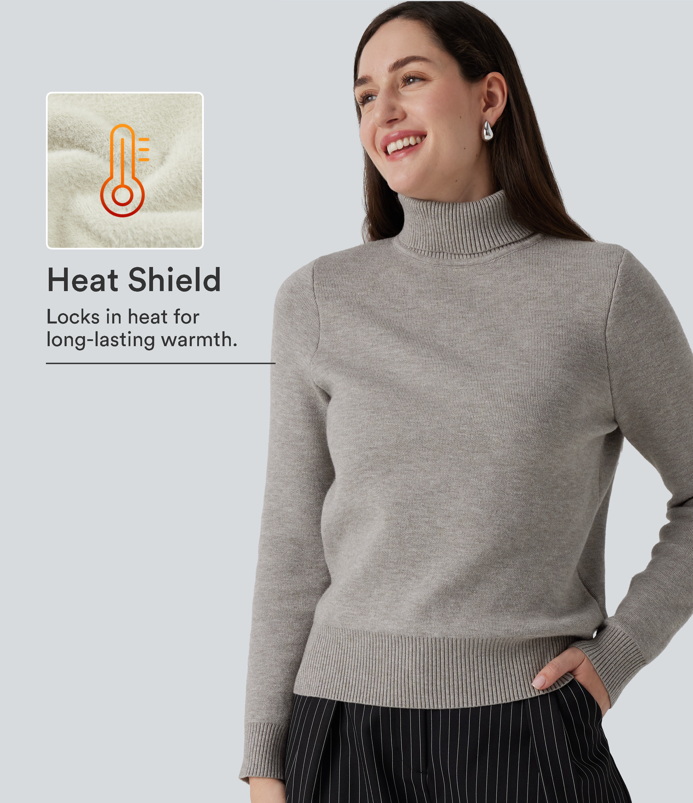 High Neck Long Sleeve Work Sweater