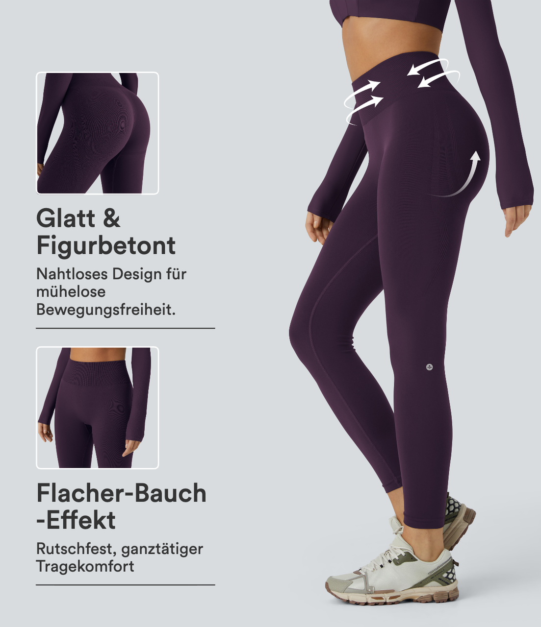 OneForm - Yoga-Leggings mit mittelhohem Bund, Bauchkontrolle und nahtlosem Flow - Po-Lifting