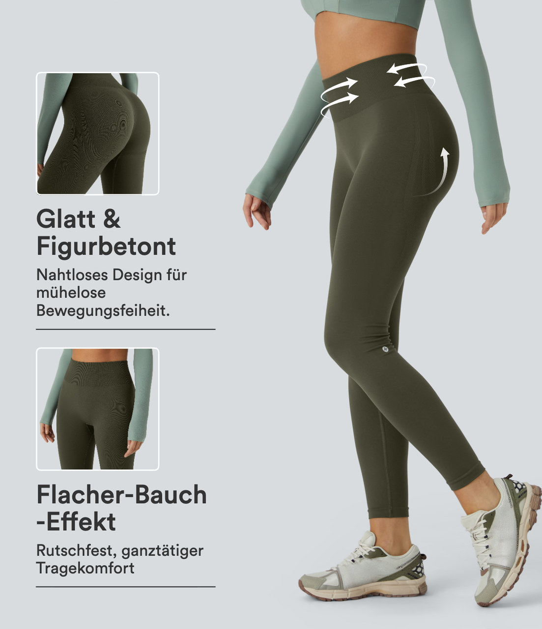 OneForm - Yoga-Leggings mit mittelhohem Bund, Bauchkontrolle und nahtlosem Flow - Po-Lifting