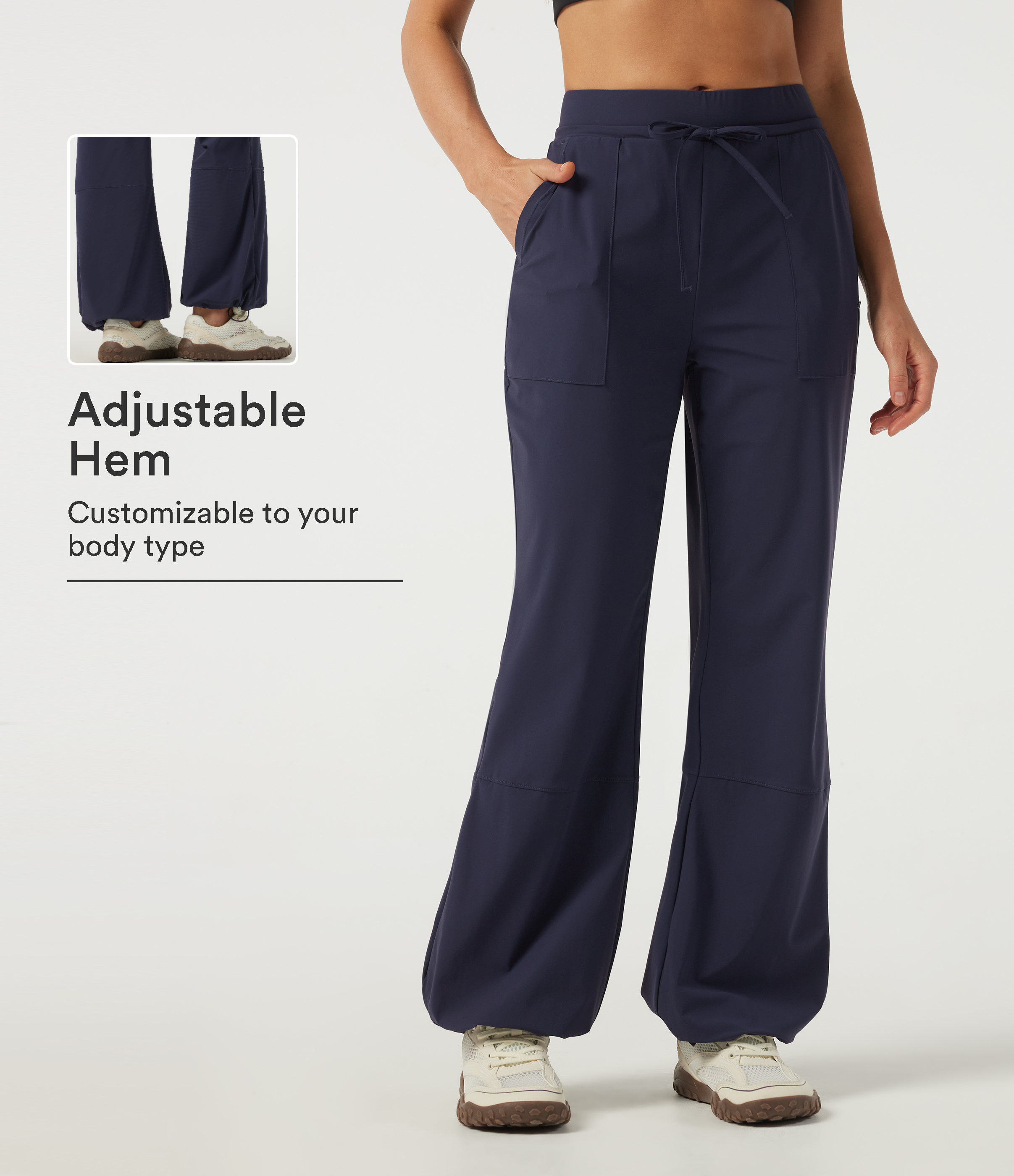 Wrinkle Recovery Mid Rise Drawstring Quick Dry Hiking Pants with Pockets-UPF40+