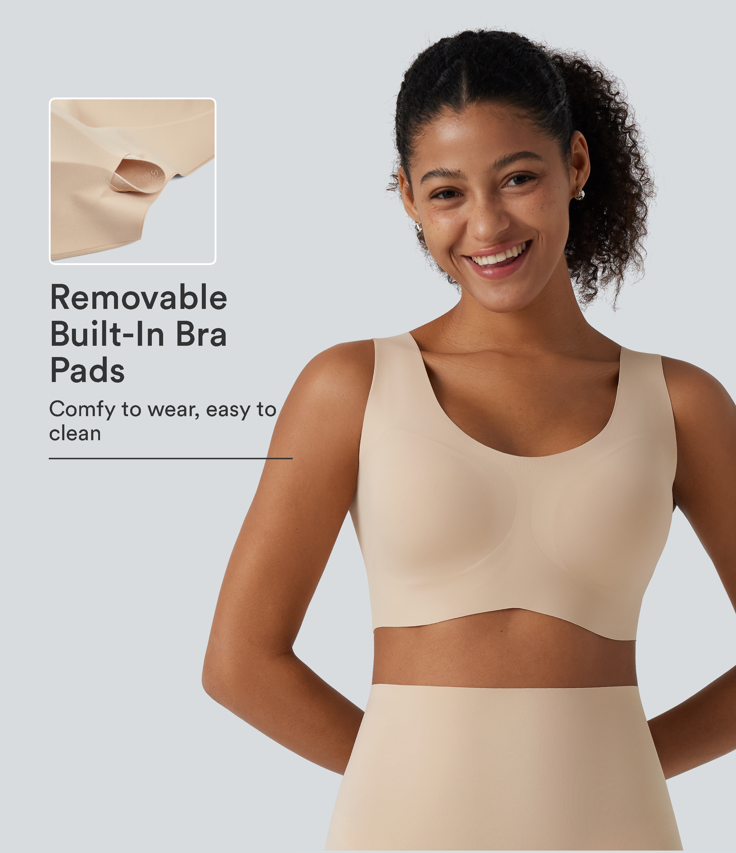 Low Support Seamless U Neck Build-in Bra Casual Bra
