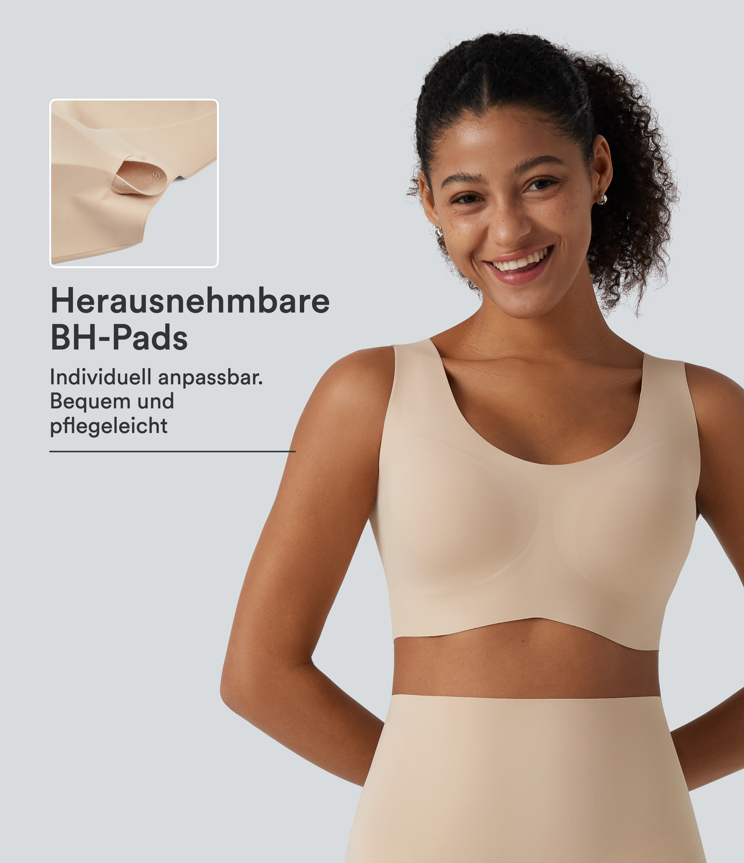 Lässiges Wireless-BH mit U-Ausschnitt und integrierten BH