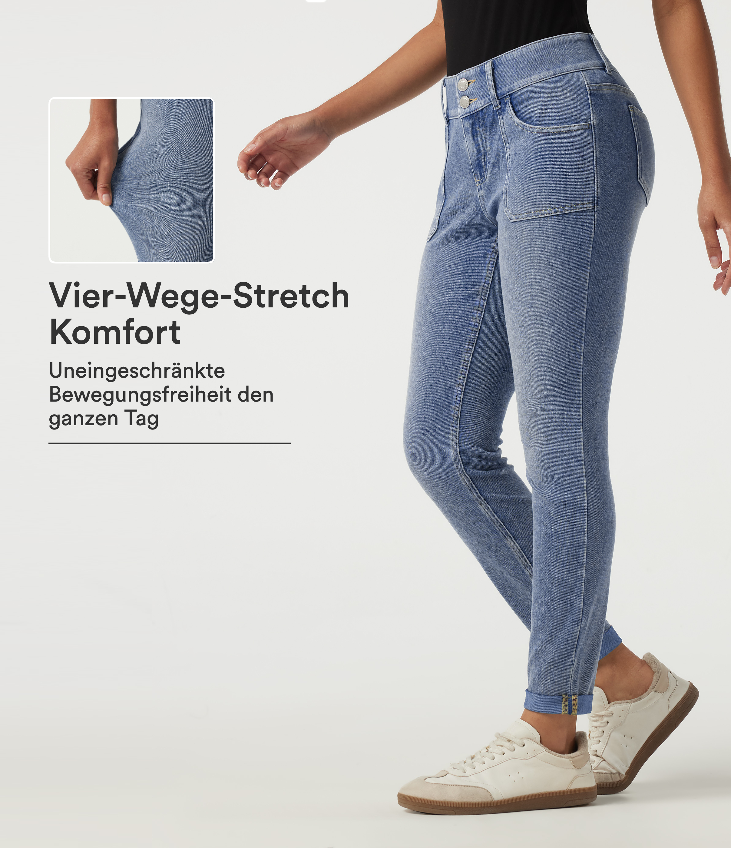 Halara Flex™ - Lässige Jeans mit niedrigem Bund und mehreren Taschen - skinny fit