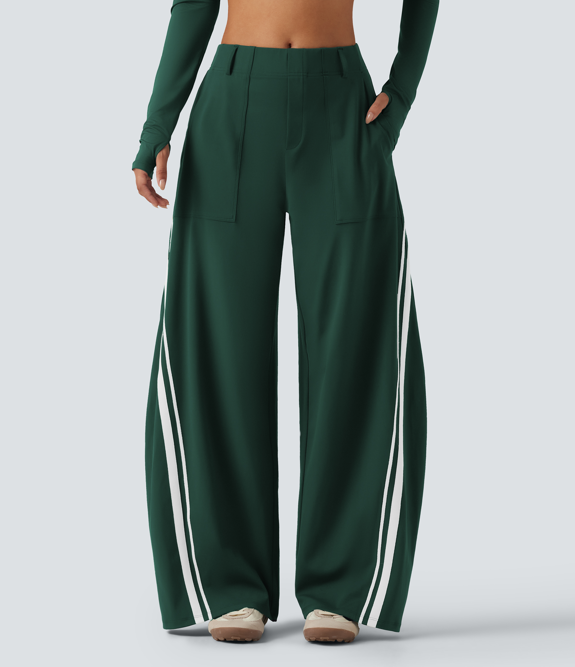 Halara DayStretch™ High Waisted Color Block Side Stripe Barrel Dance Pants with Pockets