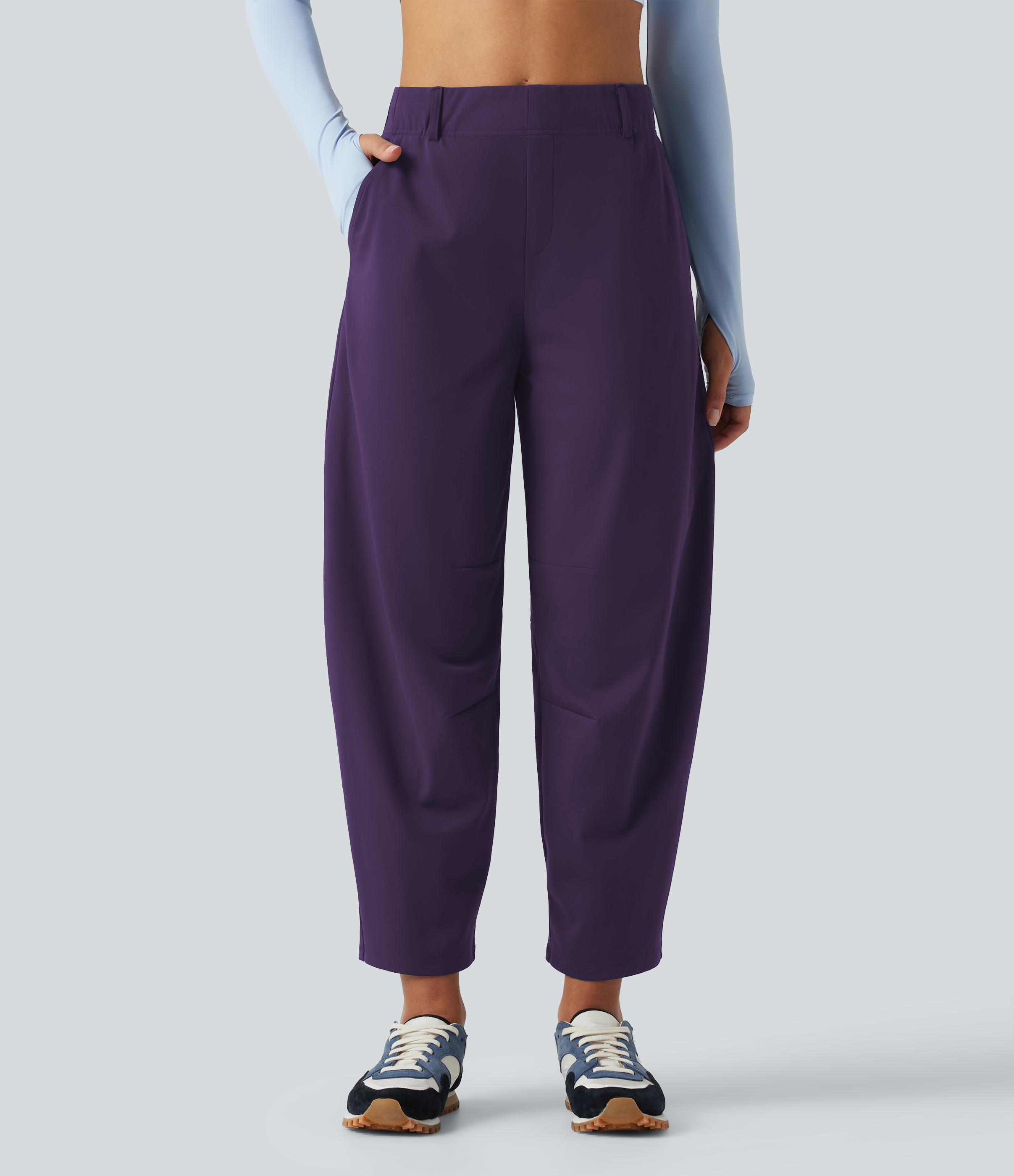 DayStretch High Waisted Barrel Leg Dance Trousers with Pockets