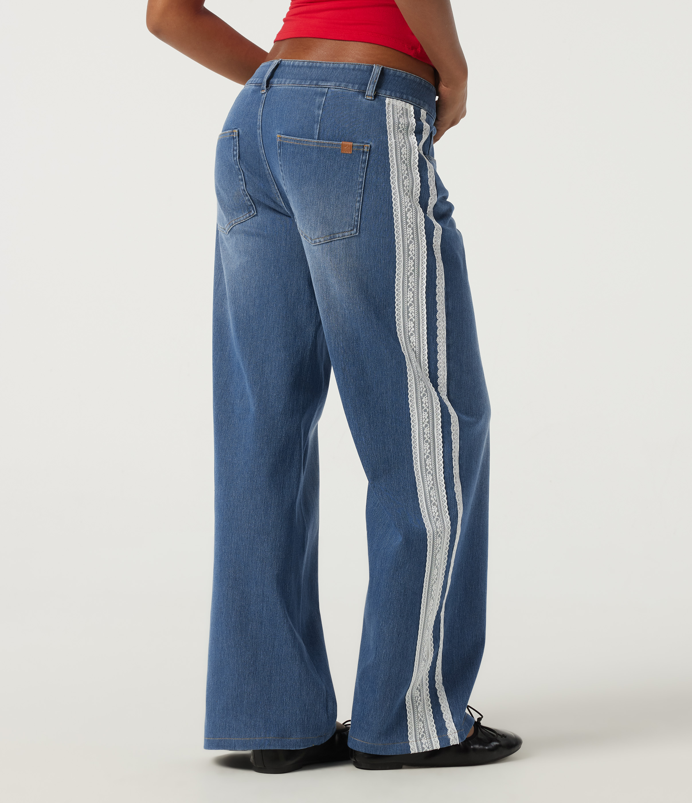 Tide Blue Denim Halara Flex™ Low Rise Baggy Contrast Lace Casual Jeans with Pockets / 2