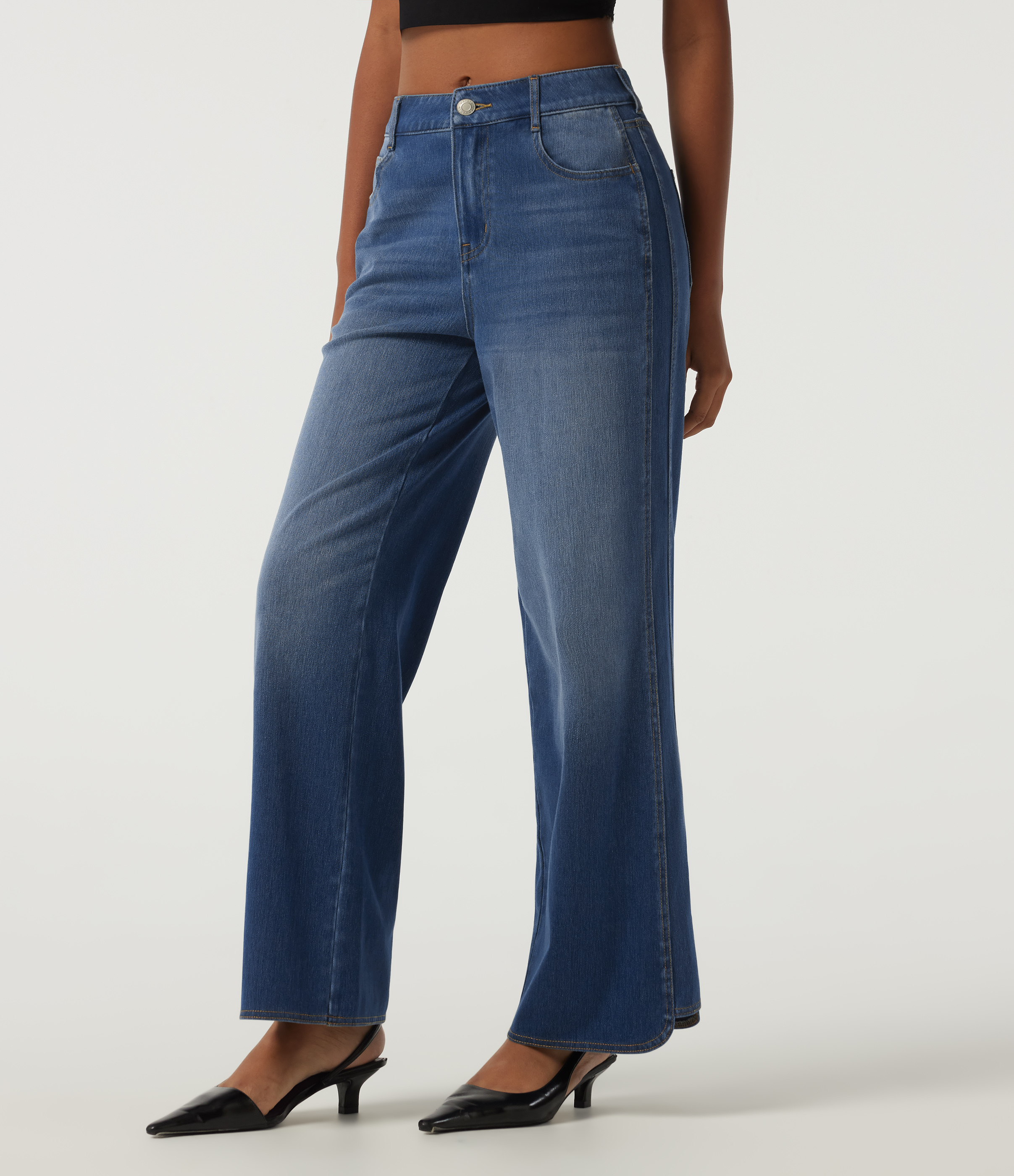 Halara Flex™ Mid Rise Straight Leg Casual Cotton Jeans with Pockets