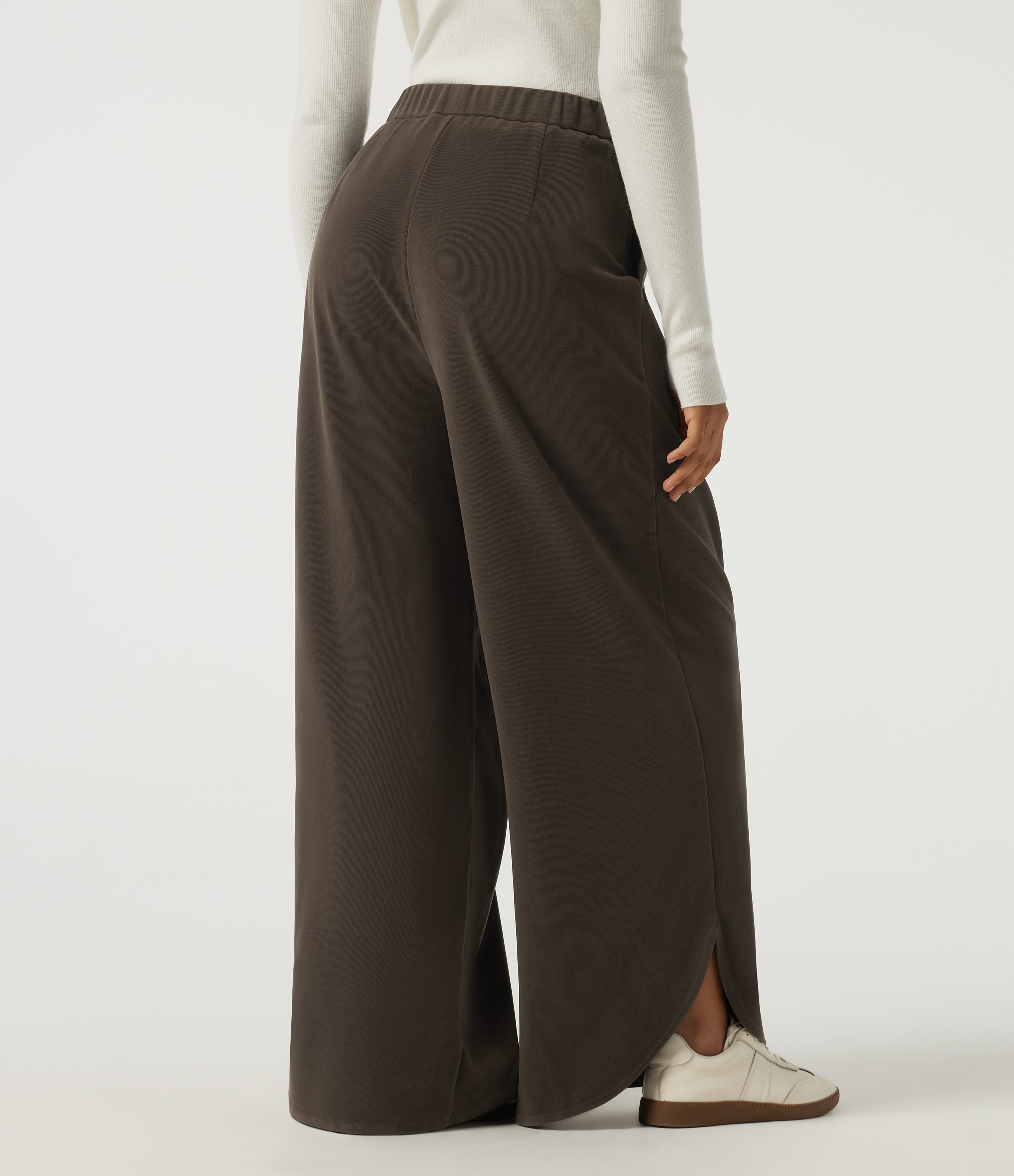 Demitasse Wrinkle Recovery High Waisted Baggy Split Hem Corduroy Casual Pant with Pockets / 2