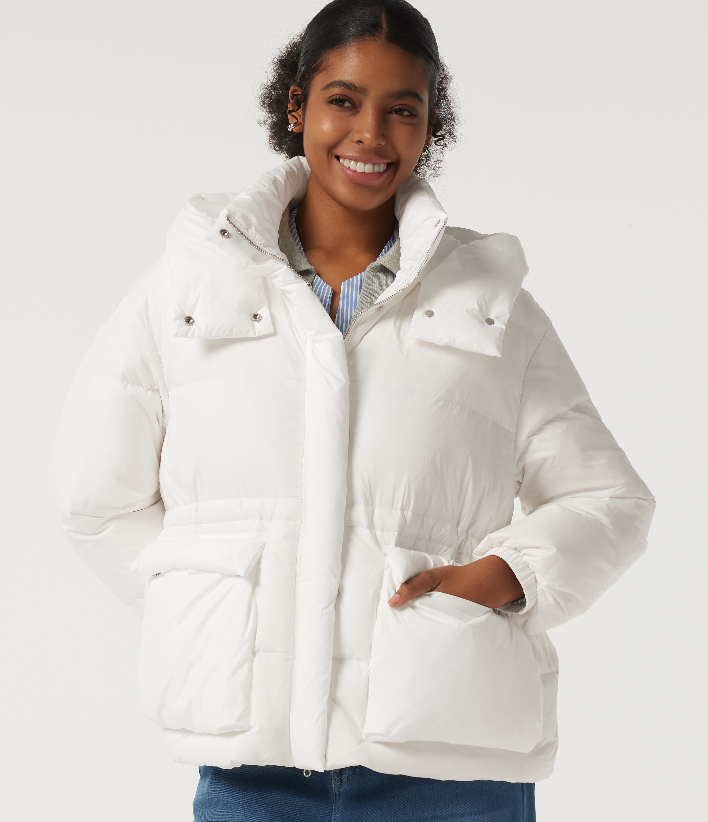 Hooded Long Sleeve Casual Down Jacket with Pockets