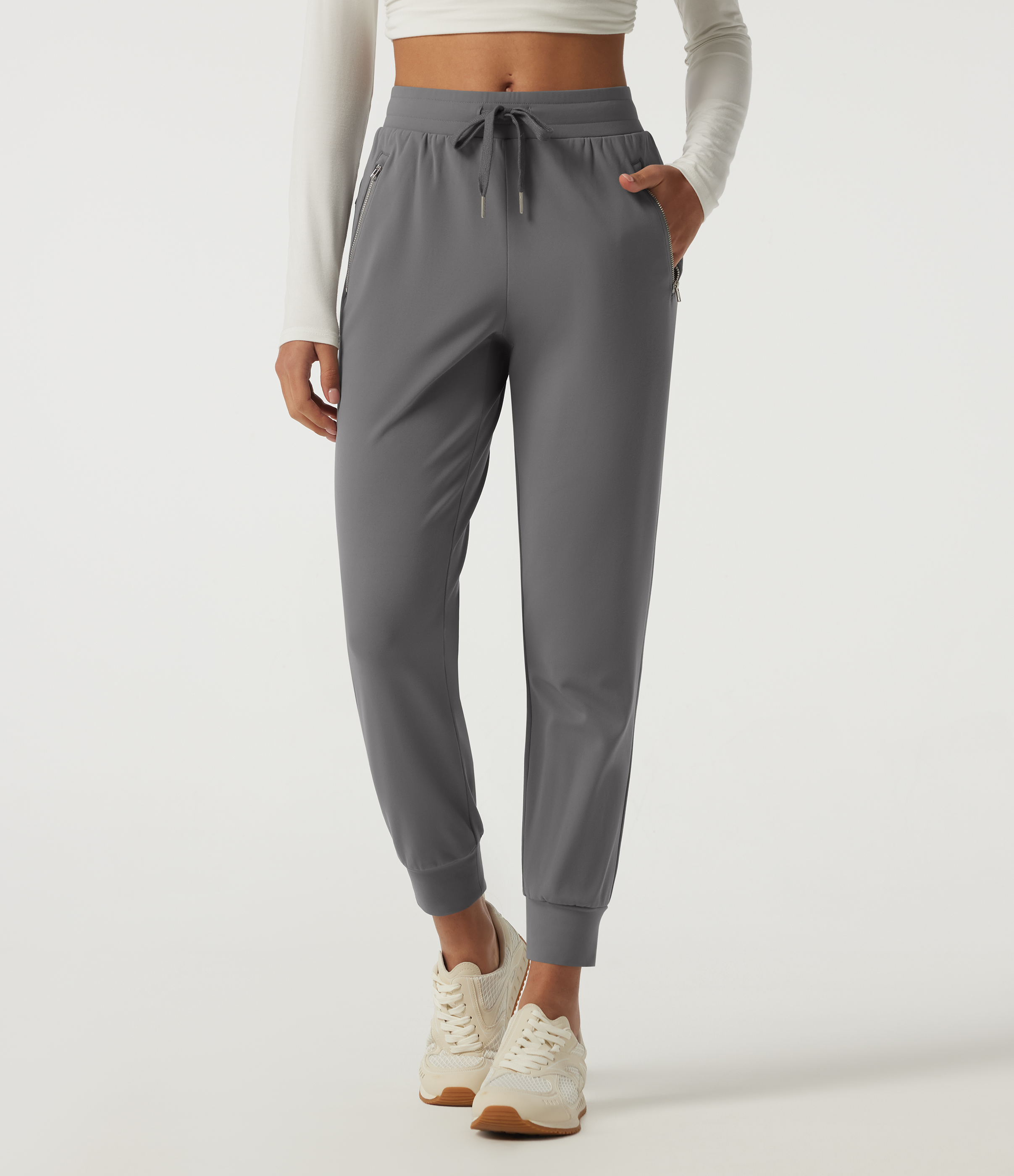 Mid Rise Drawstring Fleece Work Joggers with Pockets