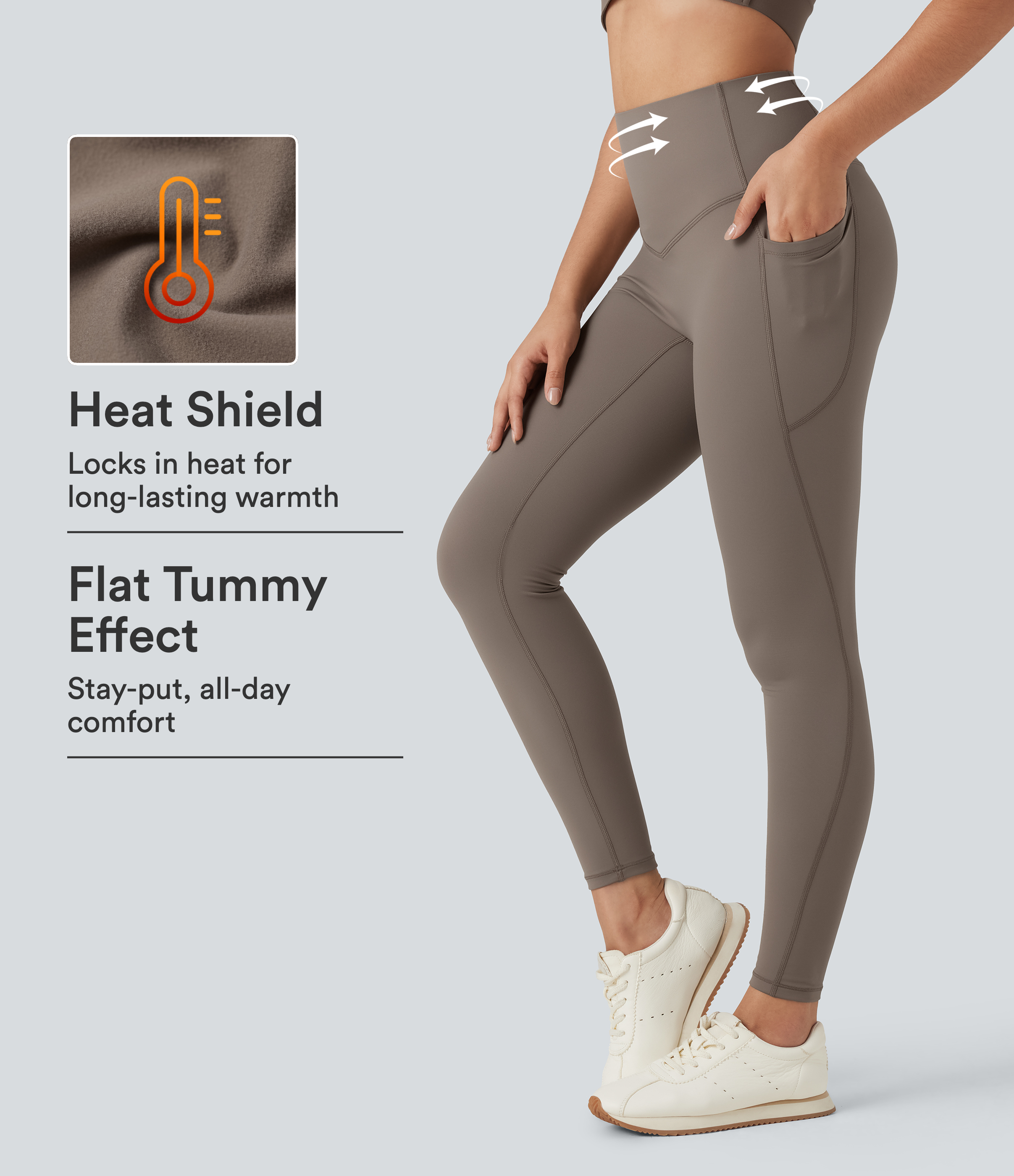 Halara Ultrasculpt™ Heat High Waisted Tummy Control Fleece Yoga Leggings with Pockets