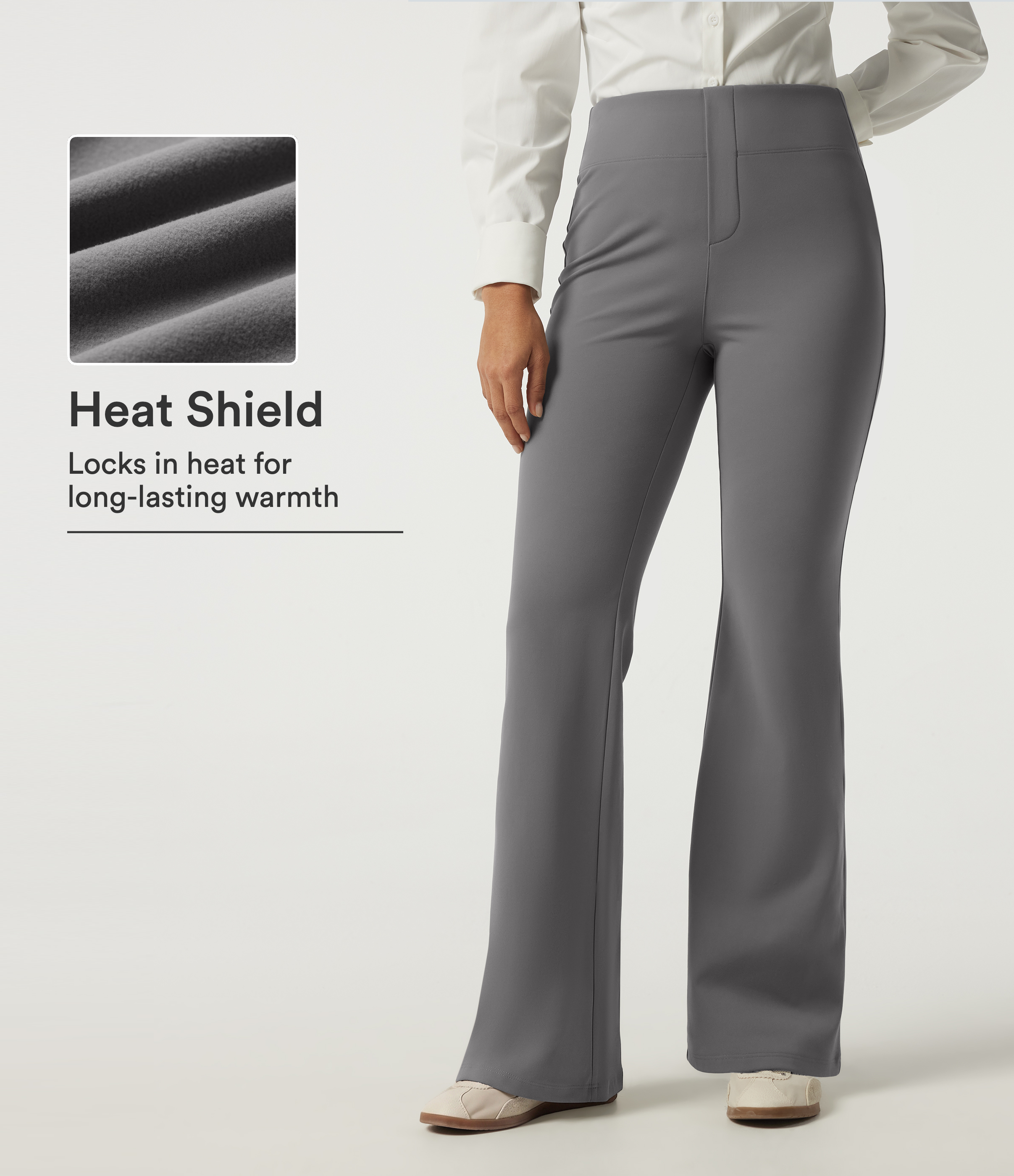 High Waisted Flare Fleece Work Pants with Pockets