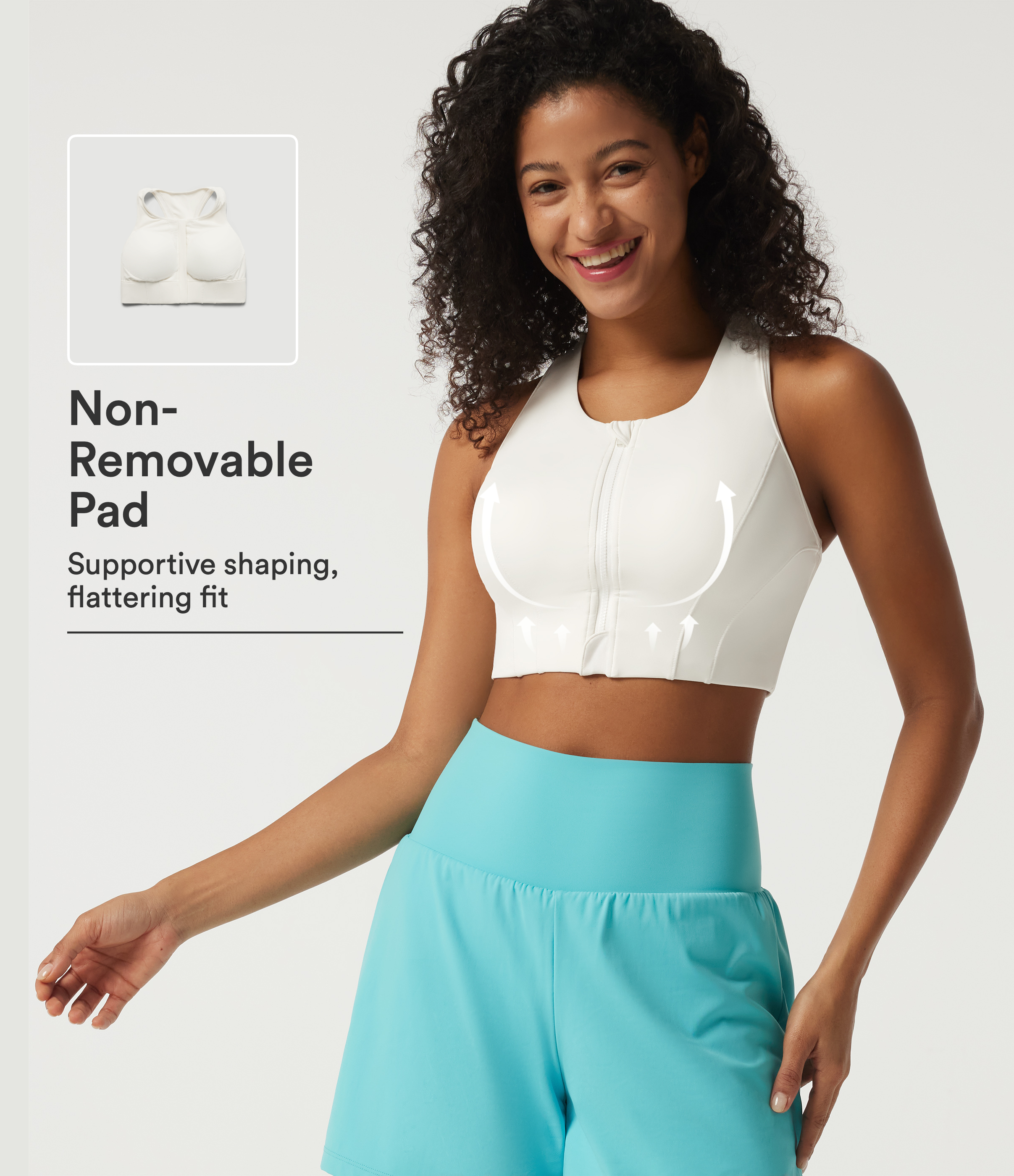 Medium Support U Neck Contrast Mesh InstantCool Quick Dry Running Sports Bra with Built-In Bra-UPF50+