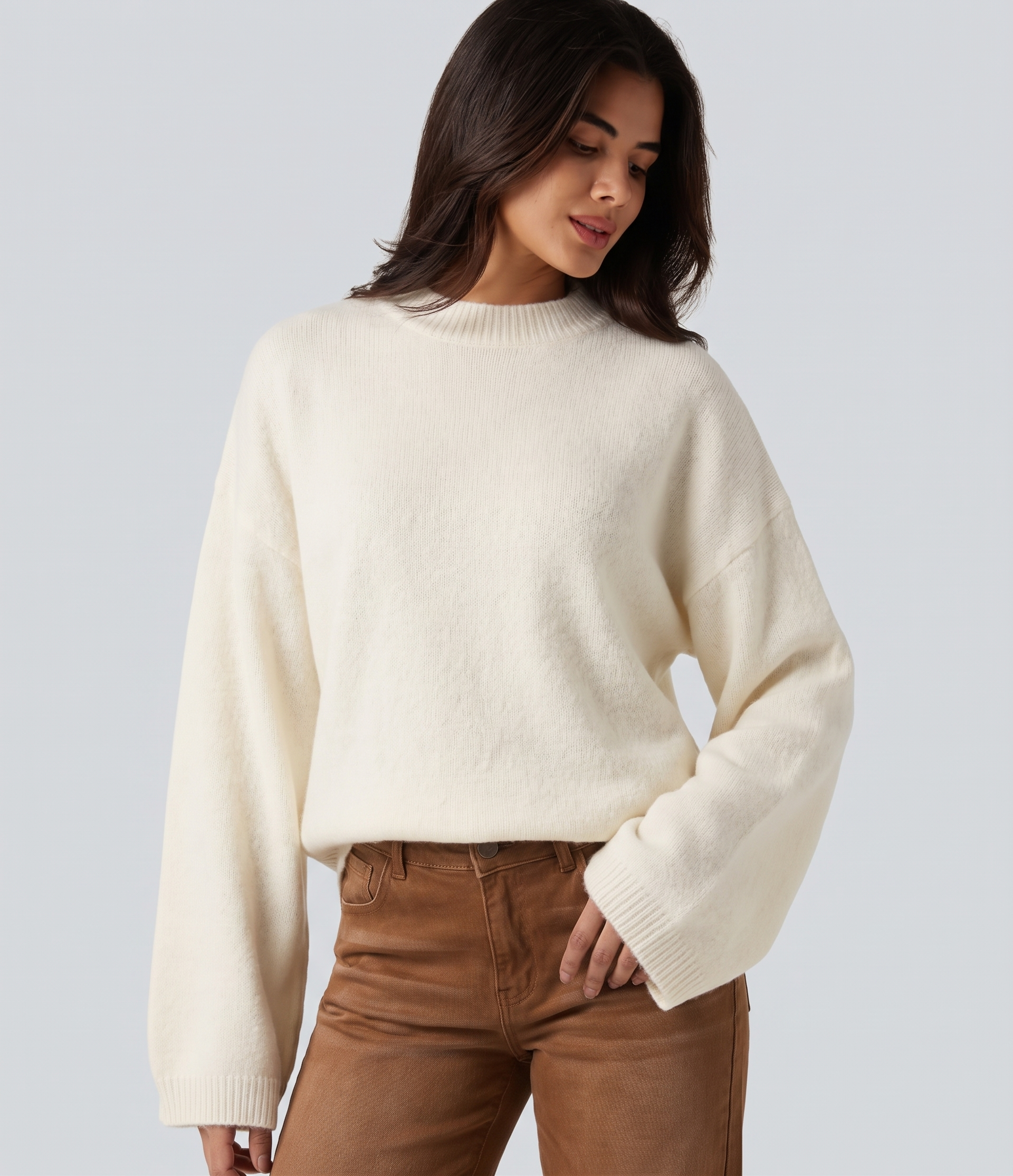 Büro-Pullover mit Stehkragen und langen Ärmeln