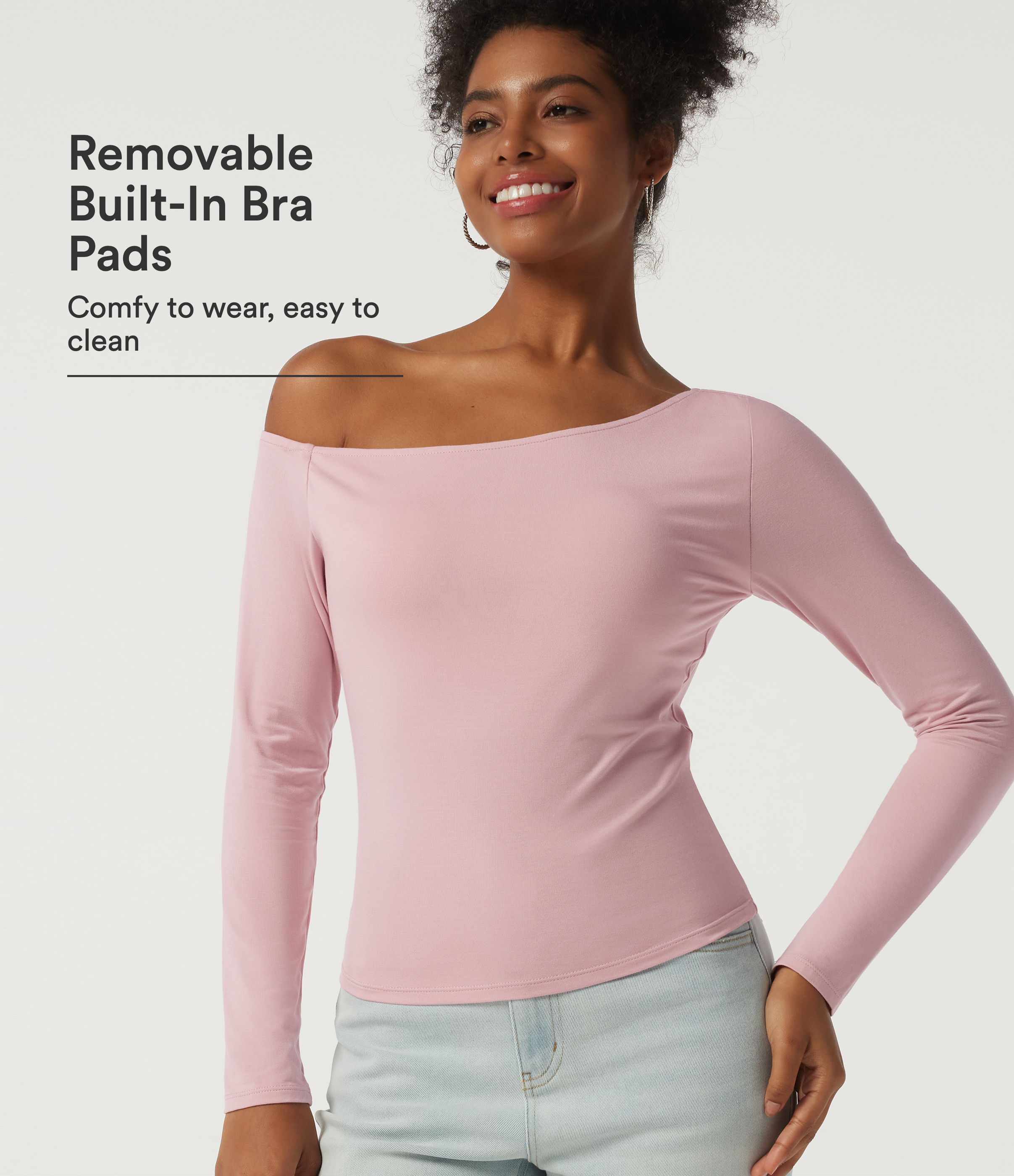 One Shoulder Long Sleeve Asymmetric Casual Top with Built-in Bra