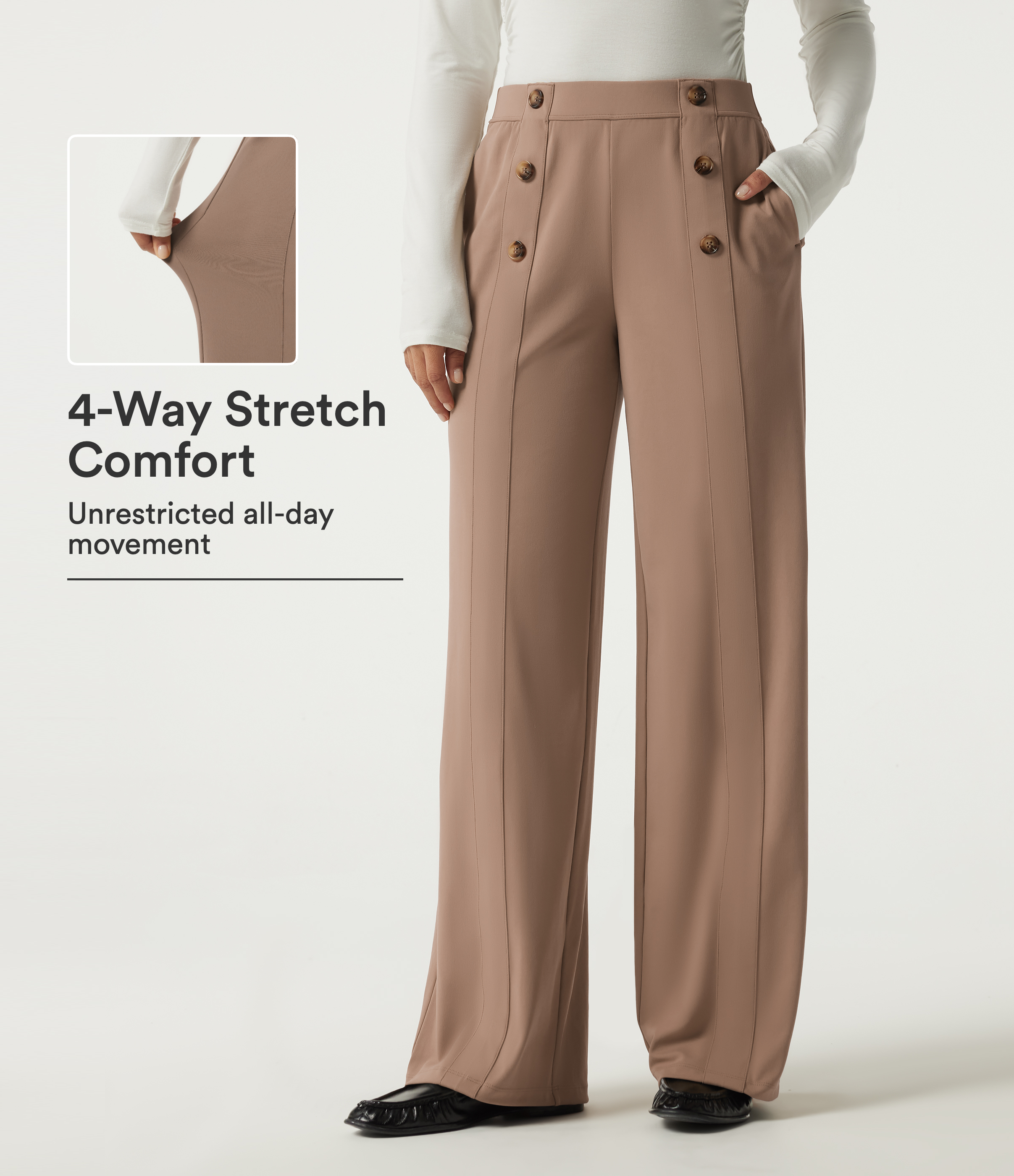 Halara DayStretch™ Mid Rise Wide Leg Work Pants with Pockets