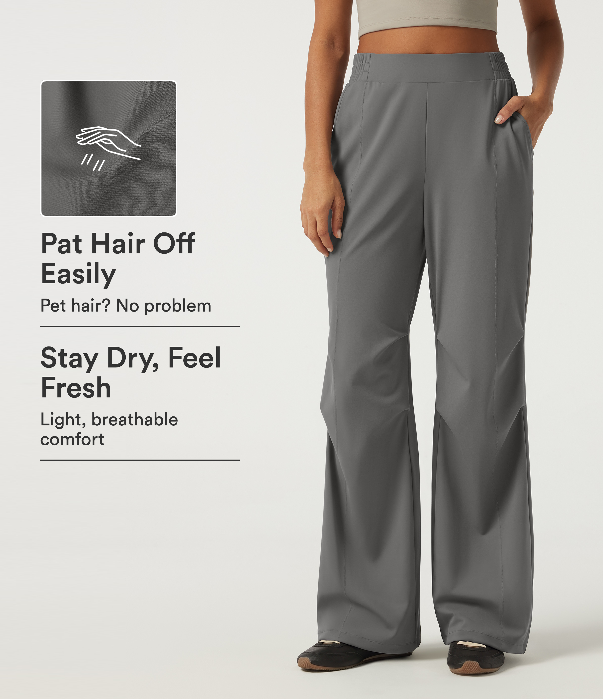 Patitoff™ 2.0 Pet Hair Resistant High Waisted Adjustable Hem Running Joggers with Pockets
