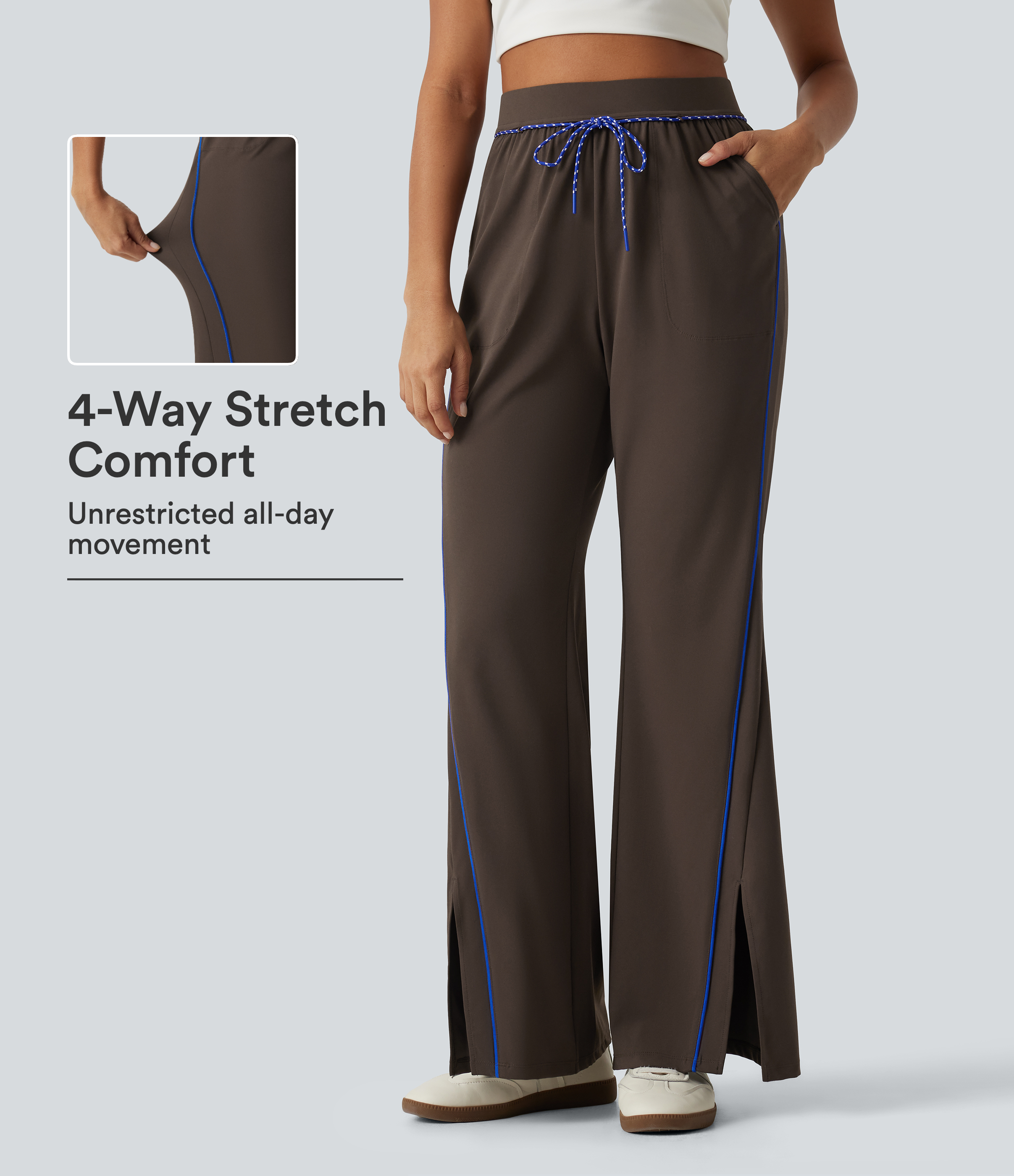 Halara UltraSculpt™ High Waisted Color Block Tie Flare Yoga Pants with Pockets