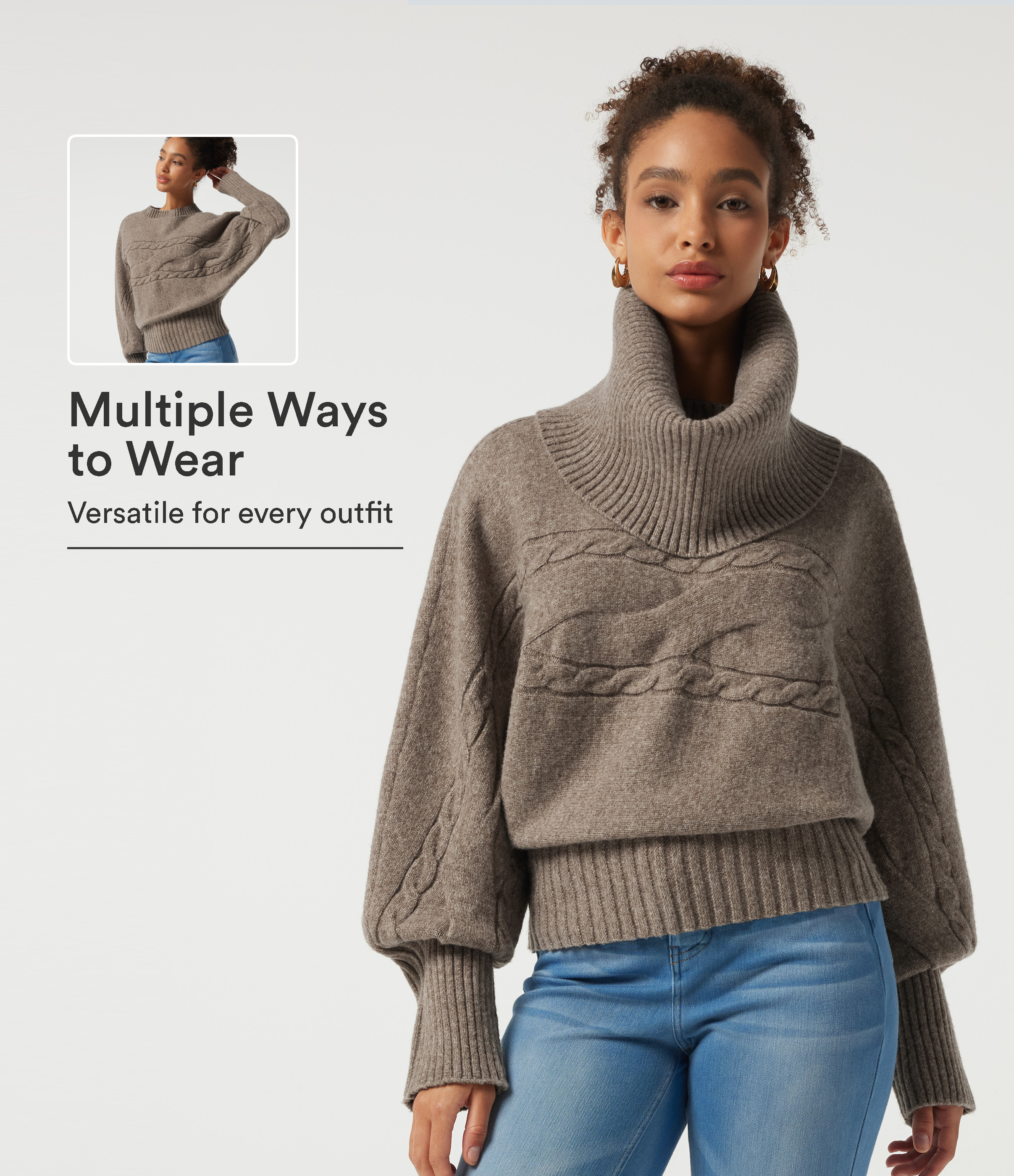 High Neck Long Sleeve Casual Sweater