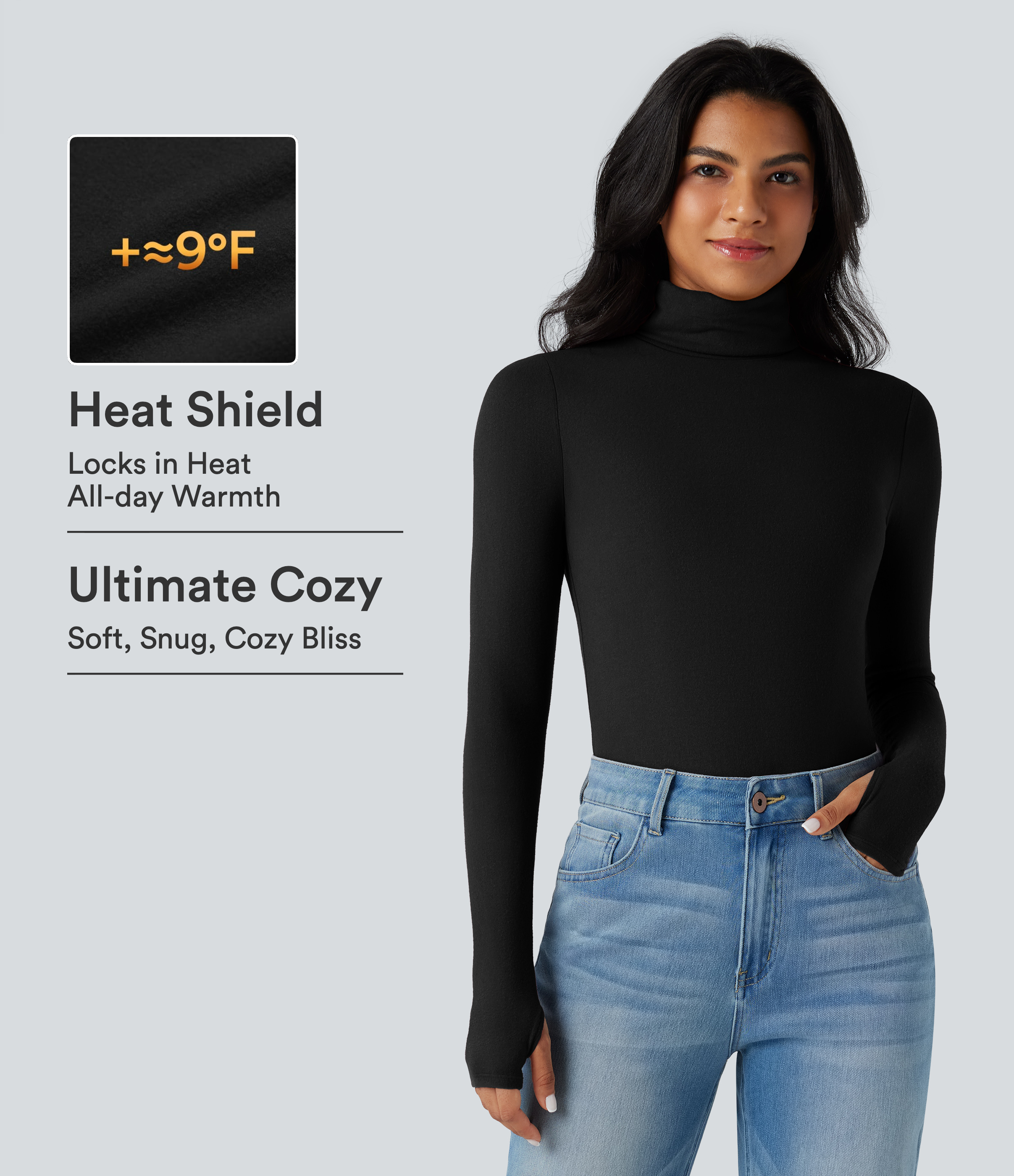 Halara HeatCore Turtleneck Long Sleeve Thumb Hole Casual Warming Top