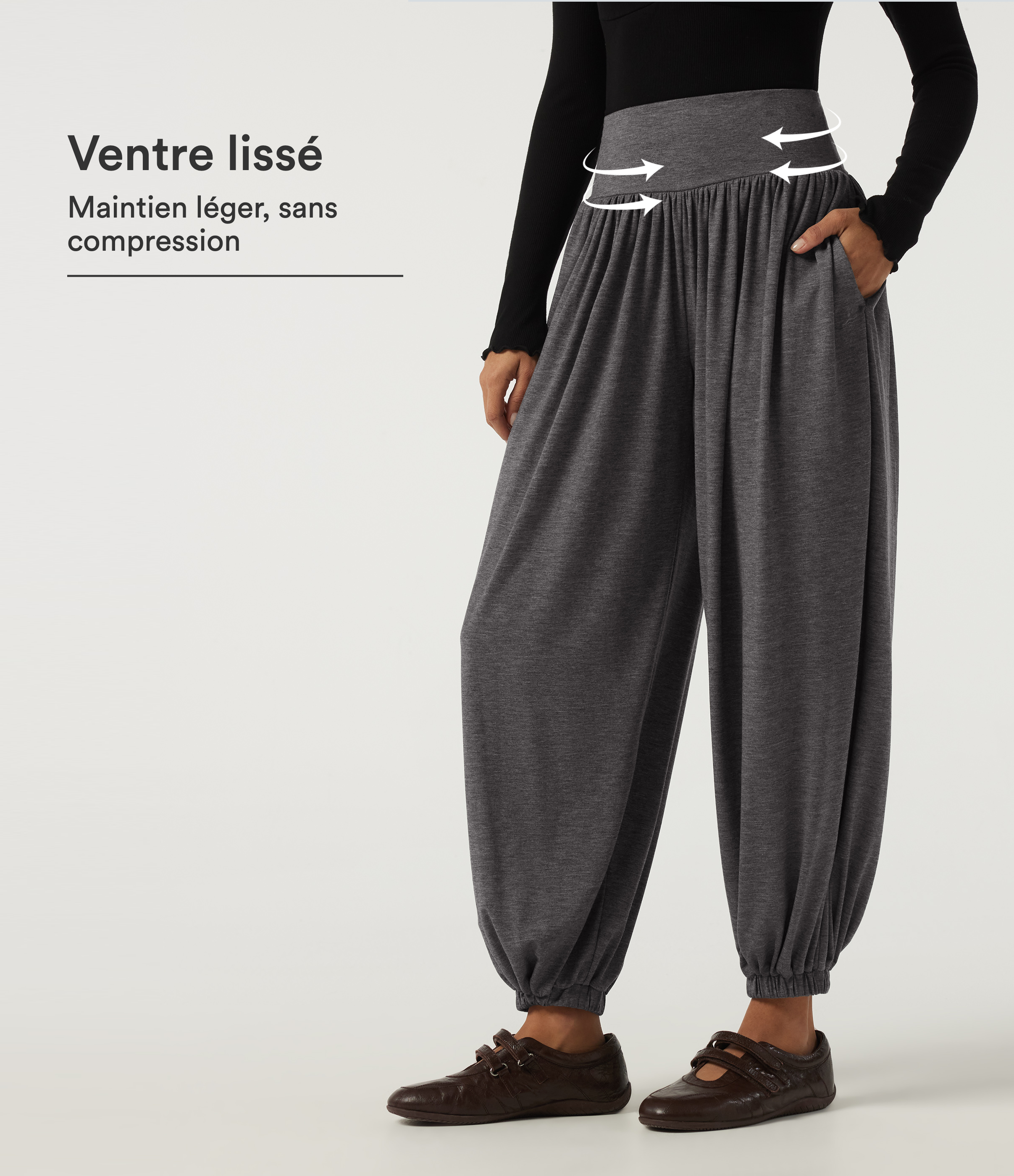 Jogging taille haute gainant avec poches