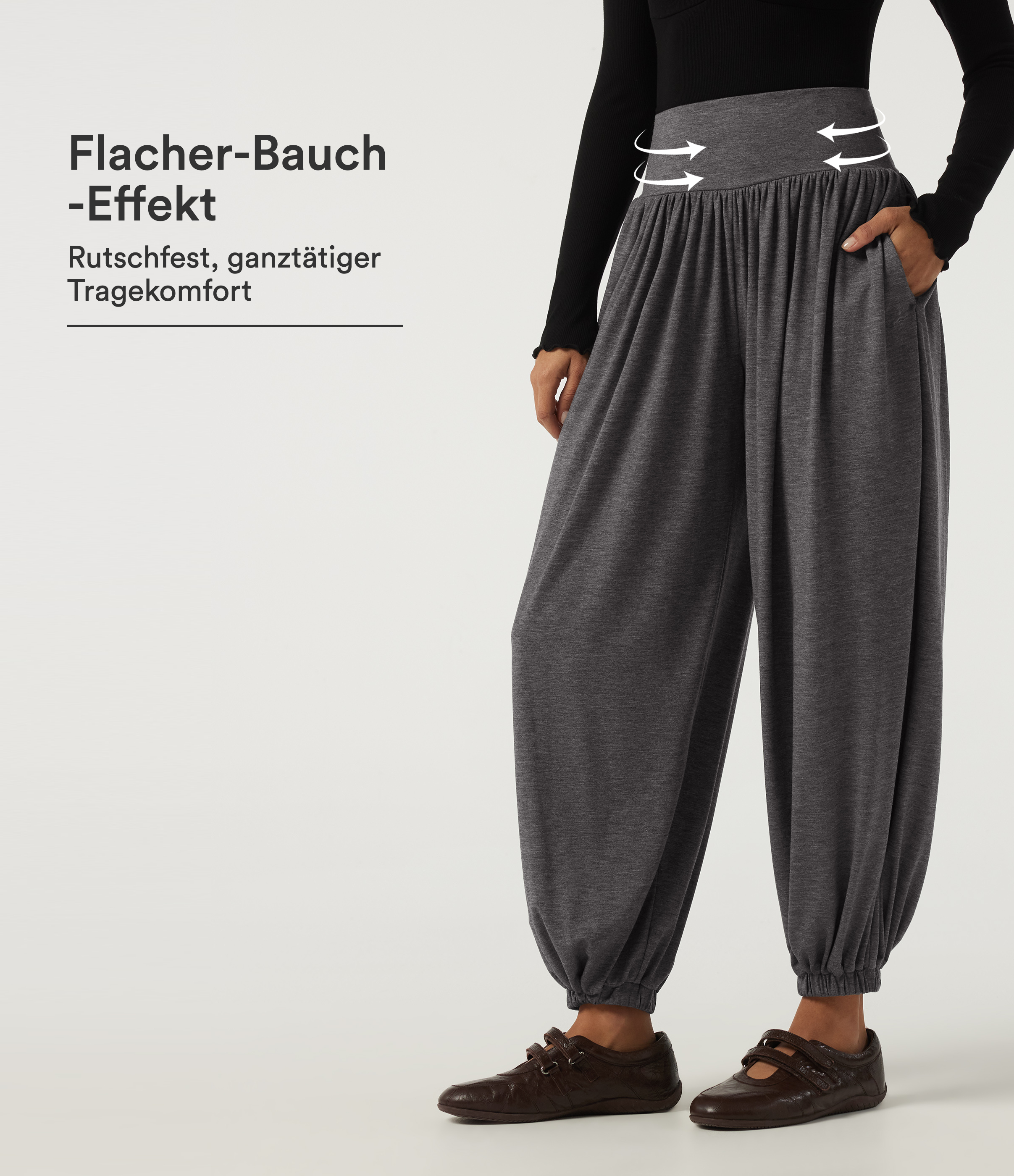 Lässige Sweatpants mit hohem Bund, Seitentaschen und Bauchkontrolle