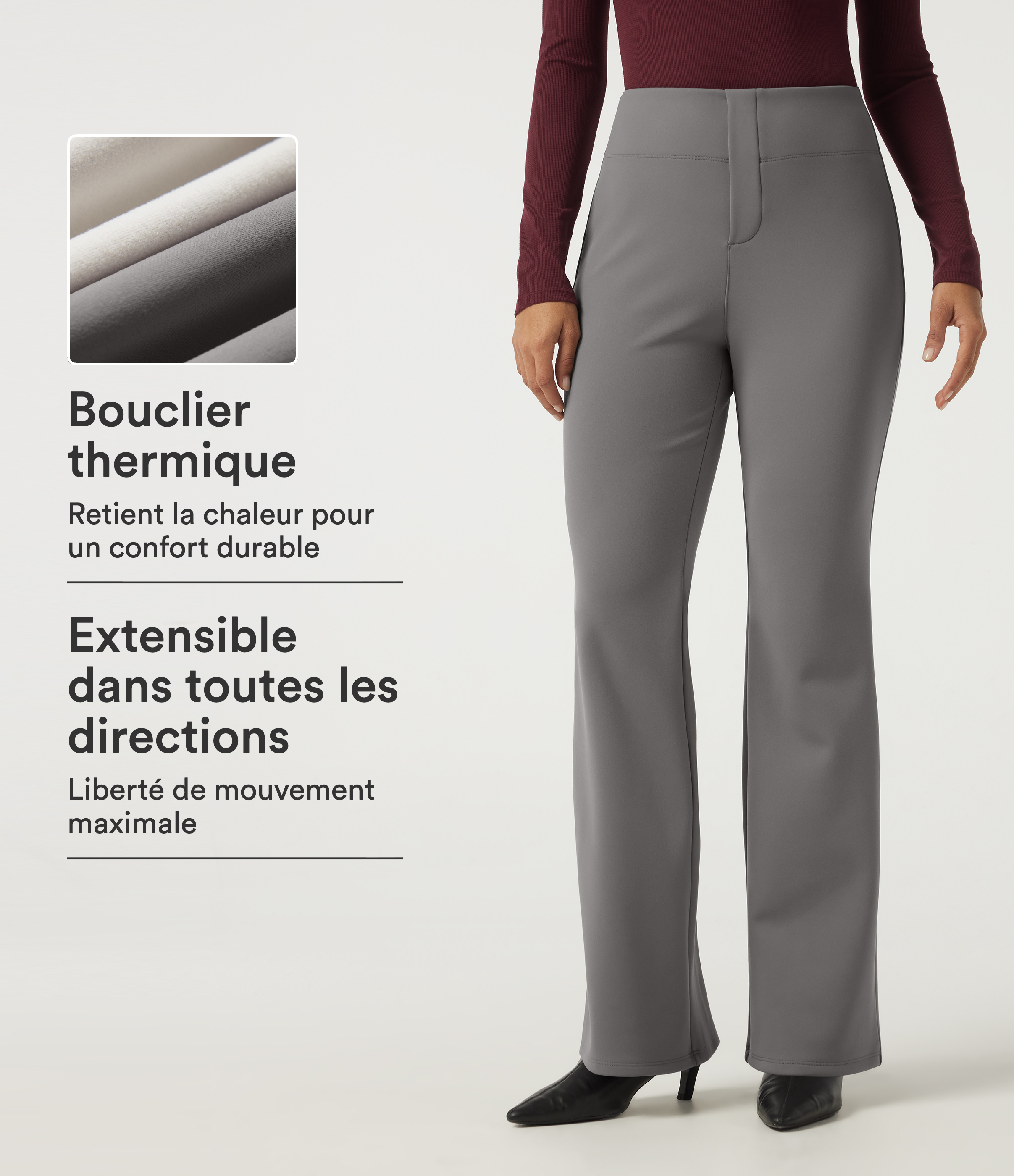 Silent Storm Pantalon de bureau taille haute coupe flare avec poches / 1