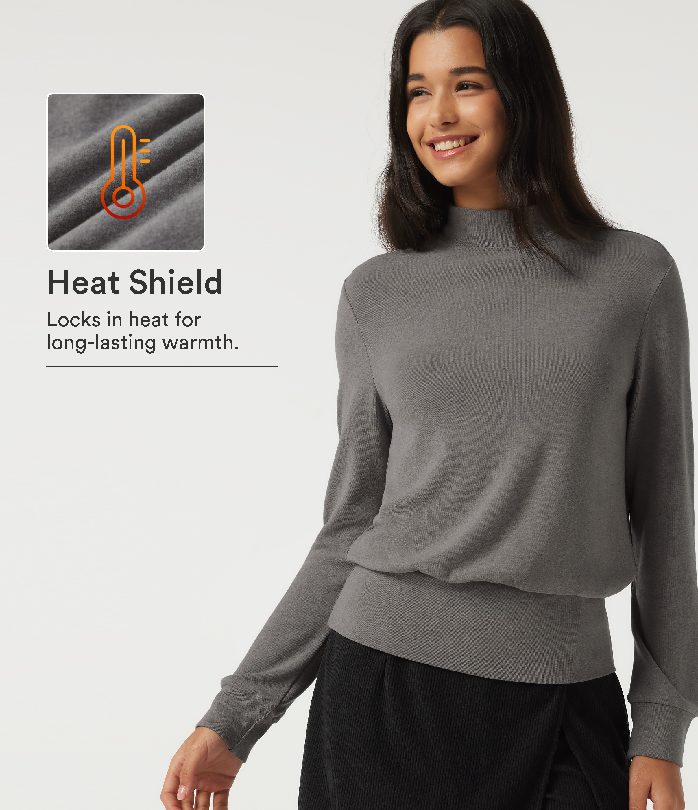 Mock Neck Long Sleeve Casual Top