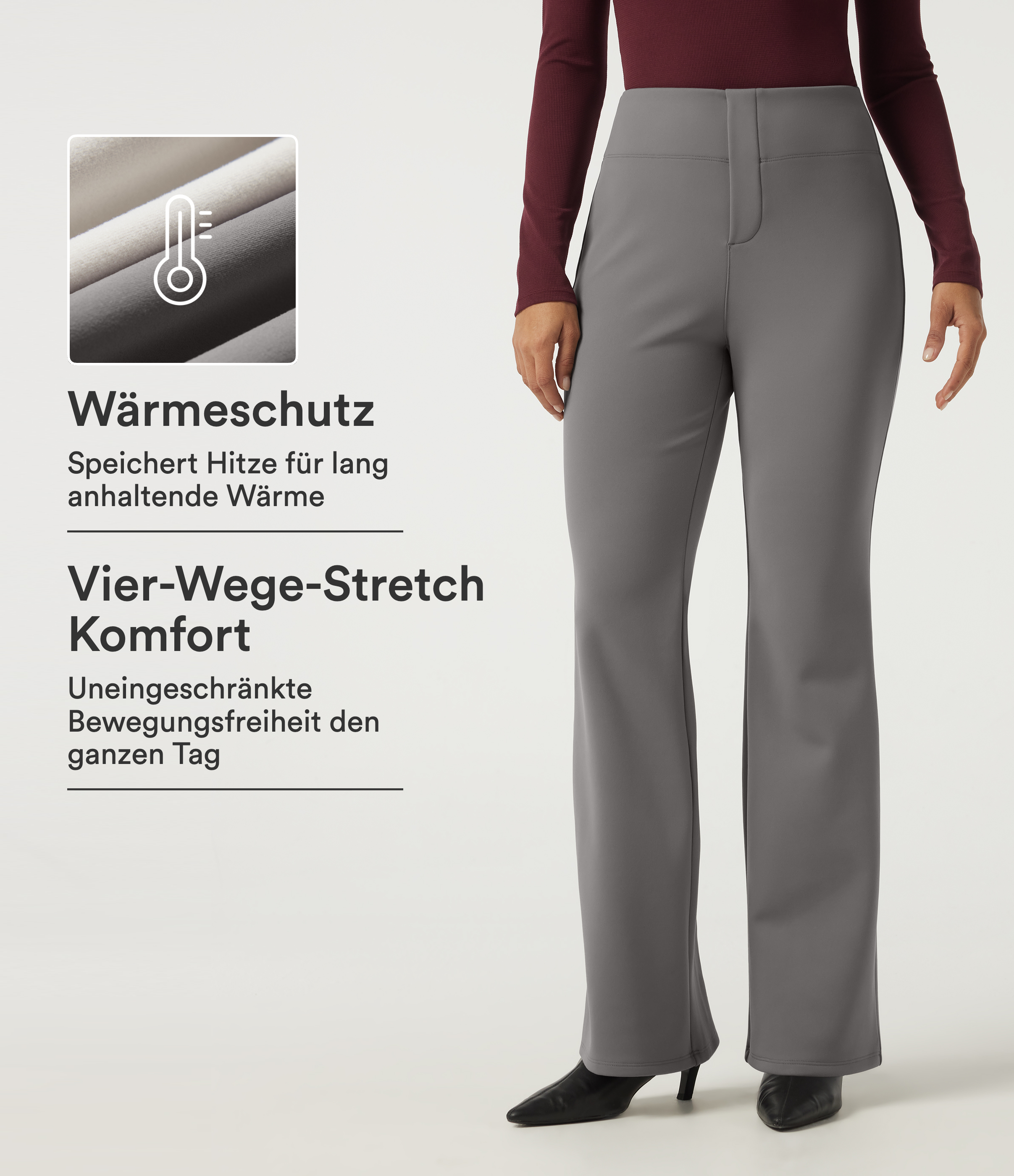 Büro-Schlaghose mit hohem Bund und Seitentaschen