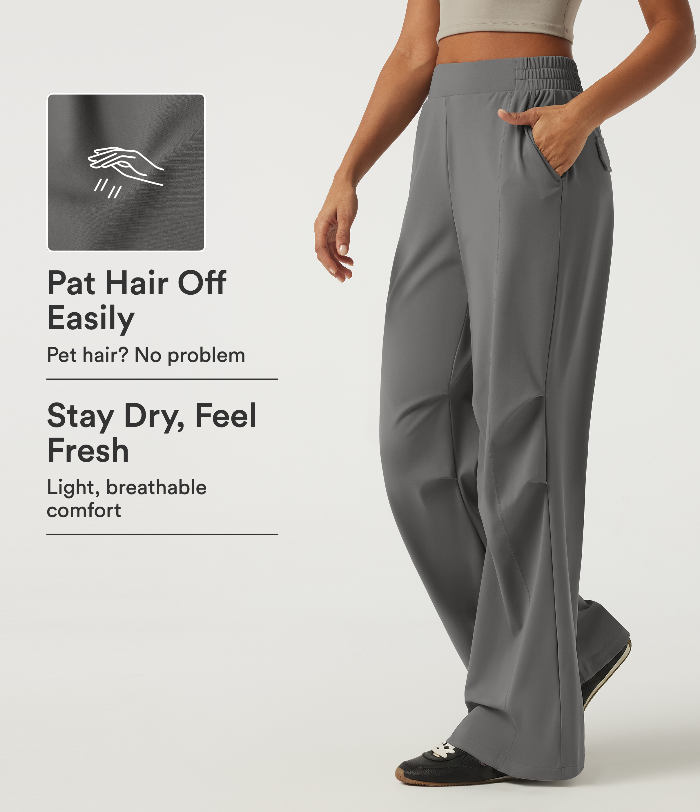 Silent Storm Patitoff™ 2.0 Joggeri za trčanje s visokim strukom, podesivim rubom i džepovima, otporni na dlaku kućnih ljubimaca / 1