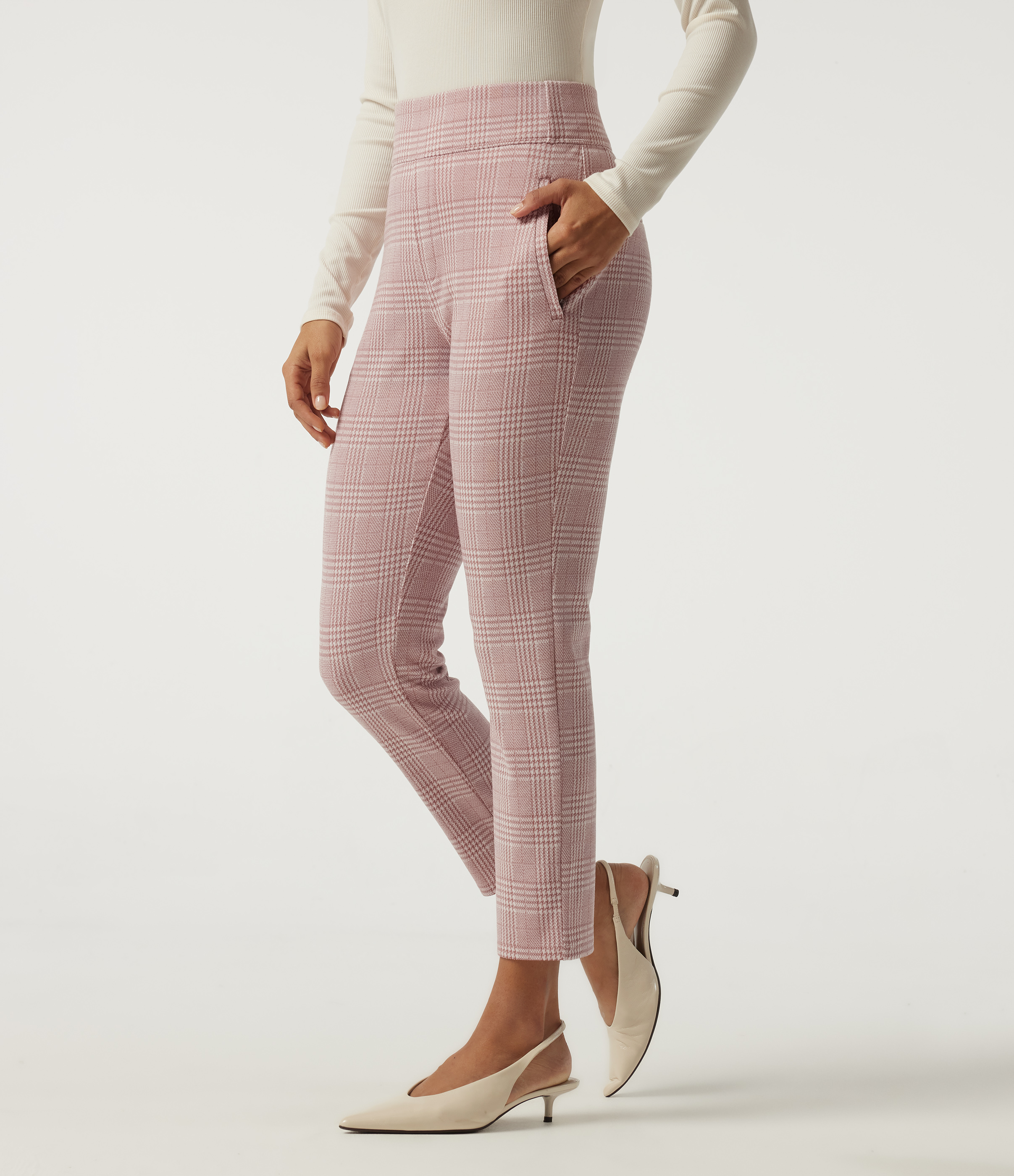 Halara Flex™ High Waisted Tapered Plaid Work Pants with Pockets