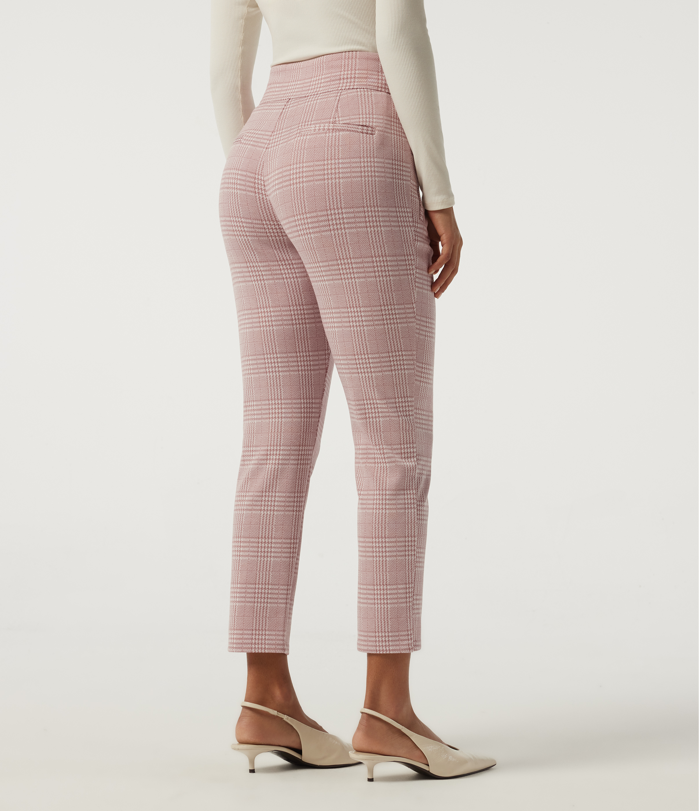 Bean Paste Houndstooth Plaid Halara Flex™ - Schmal zulaufende Bürohose mit hohem Bund, Seitentaschen und Karomuster / 2