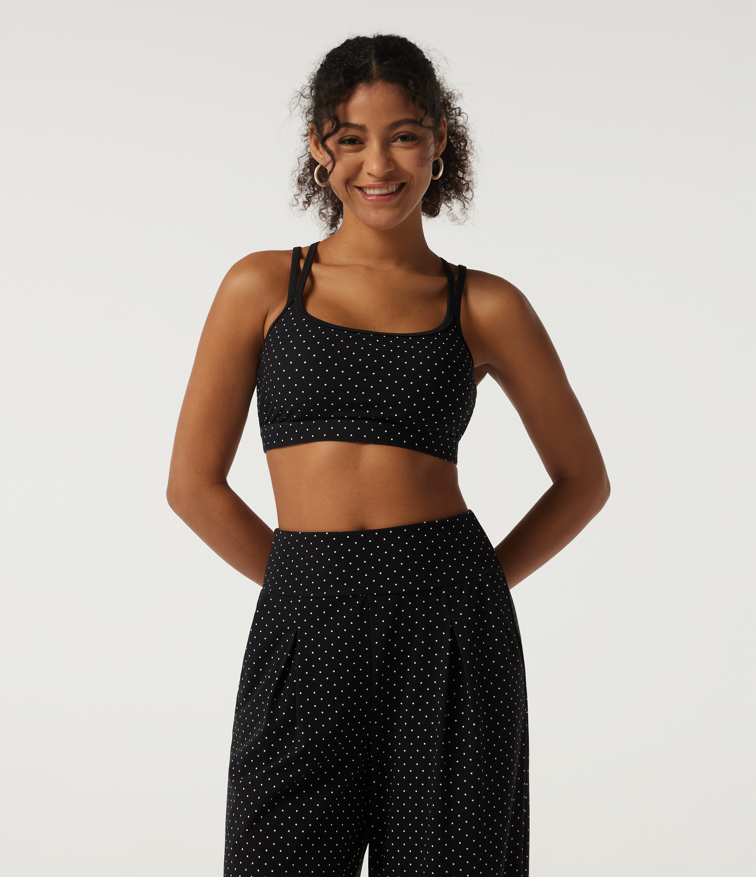 Retro Micro Dot Halara UltraSculpt™ U Neck Polka Dot Crossover Yoga Tank Top with Built-in Bra / 2