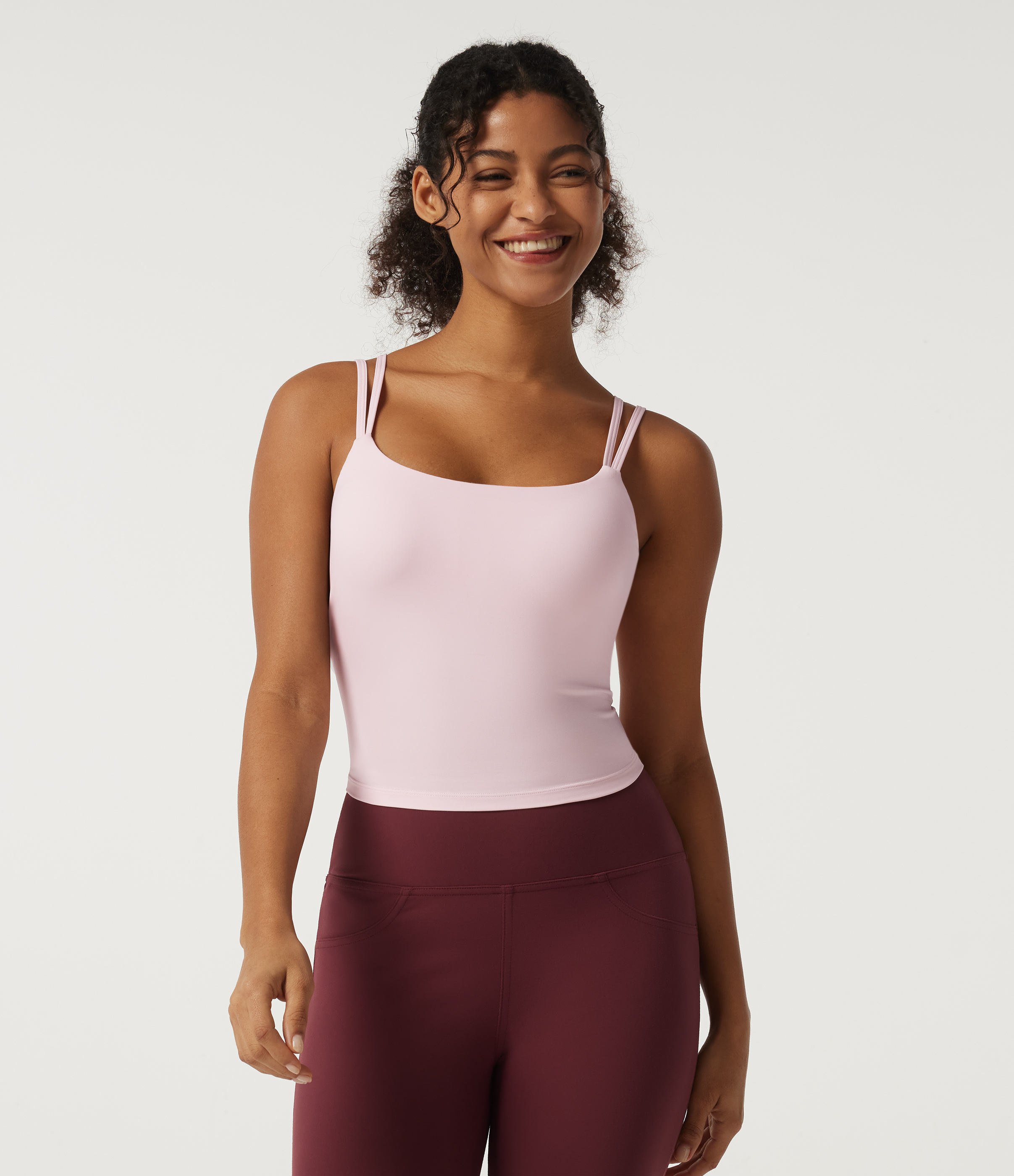 Pale Lilac SoftlyZero™ Airy Scoop Neck Twisted Yoga Tank Top with Built-in Bra / 2