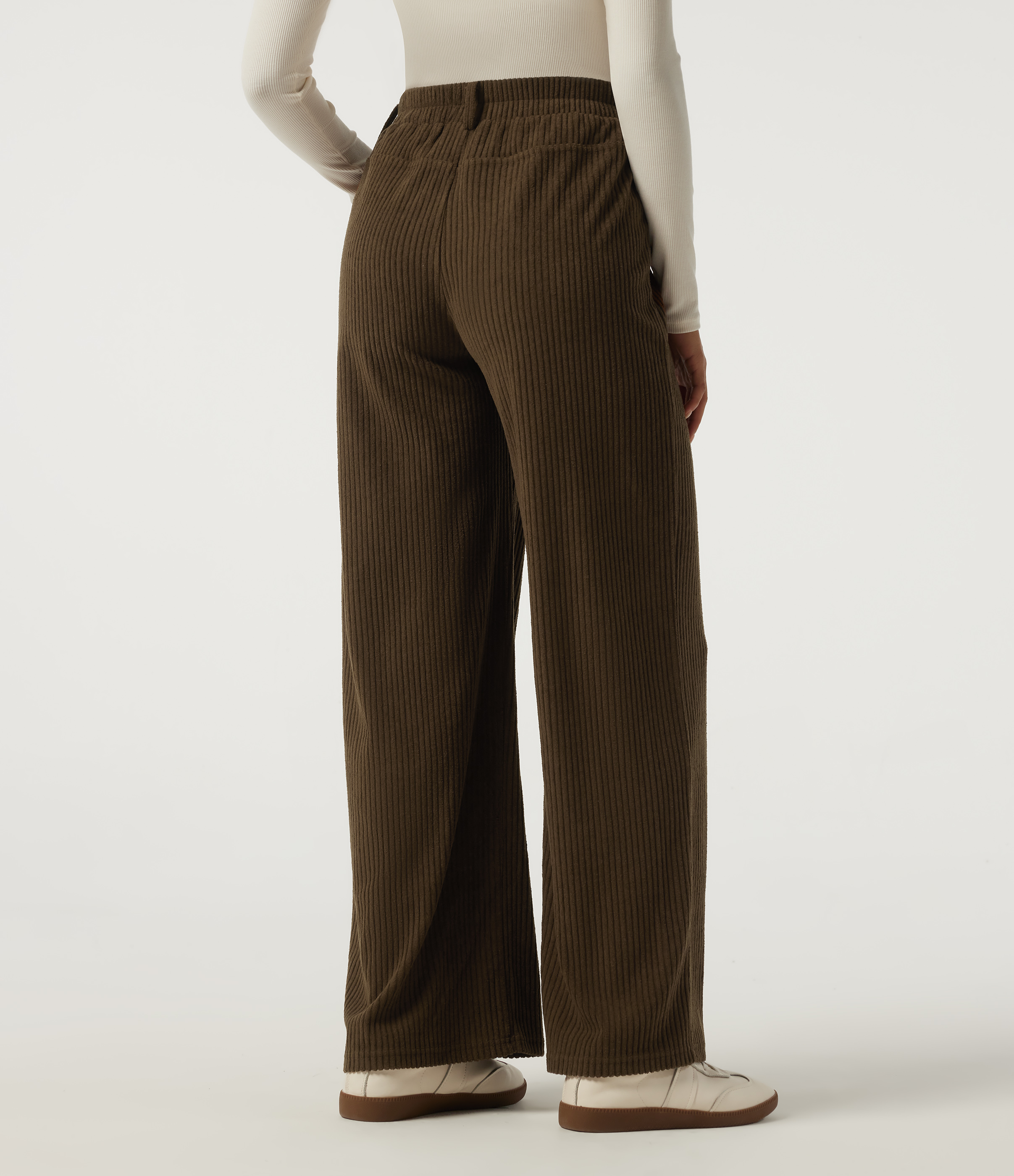 Carafe High Waisted Straight Leg Corduroy Casual Pants with Pockets / 2