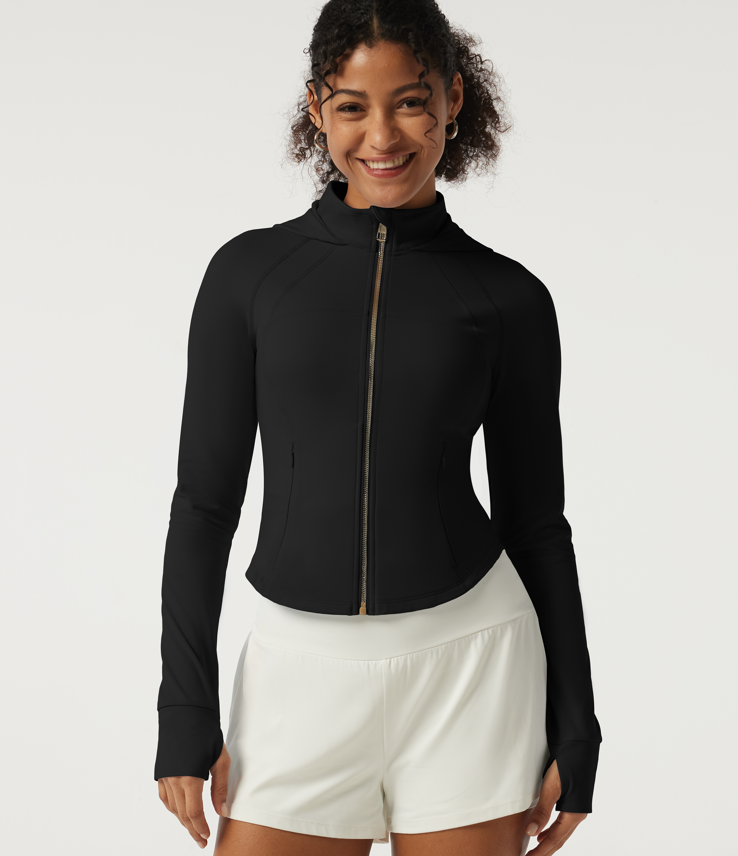 Halara UltraSculpt™ Hooded Long Sleeve Curved Hem Workout Jacket with Pockets
