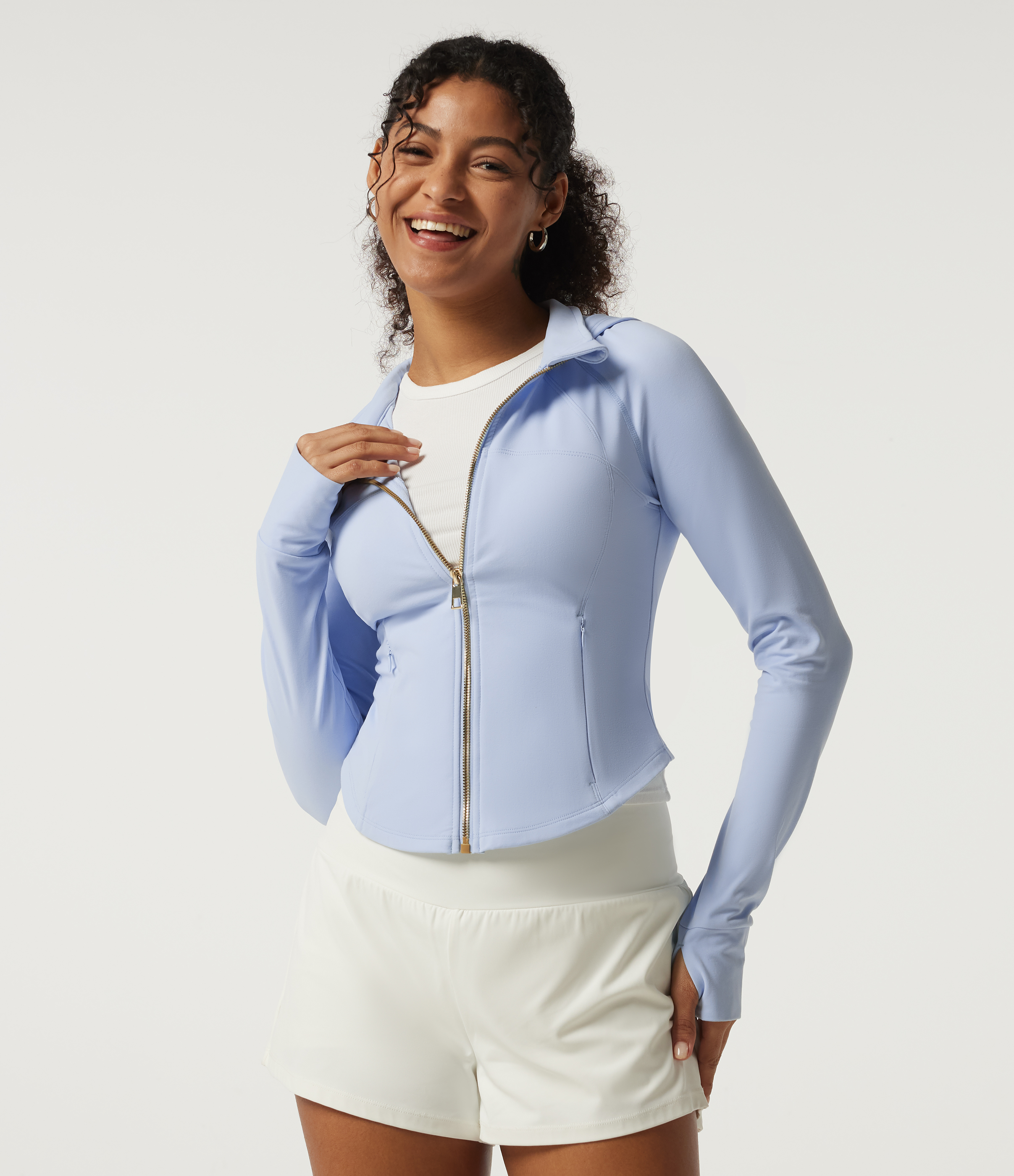 Halara UltraSculpt™ Hooded Long Sleeve Curved Hem Workout Jacket with Pockets