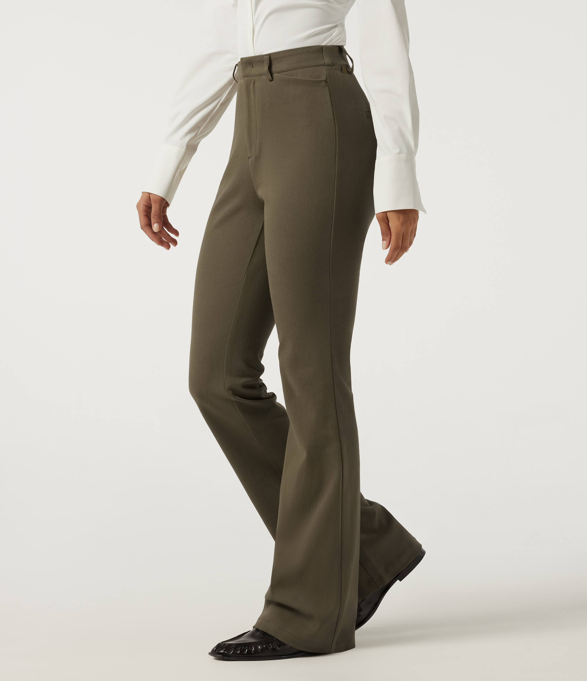 High Waisted Bootcut Work Cotton Pant with Pockets