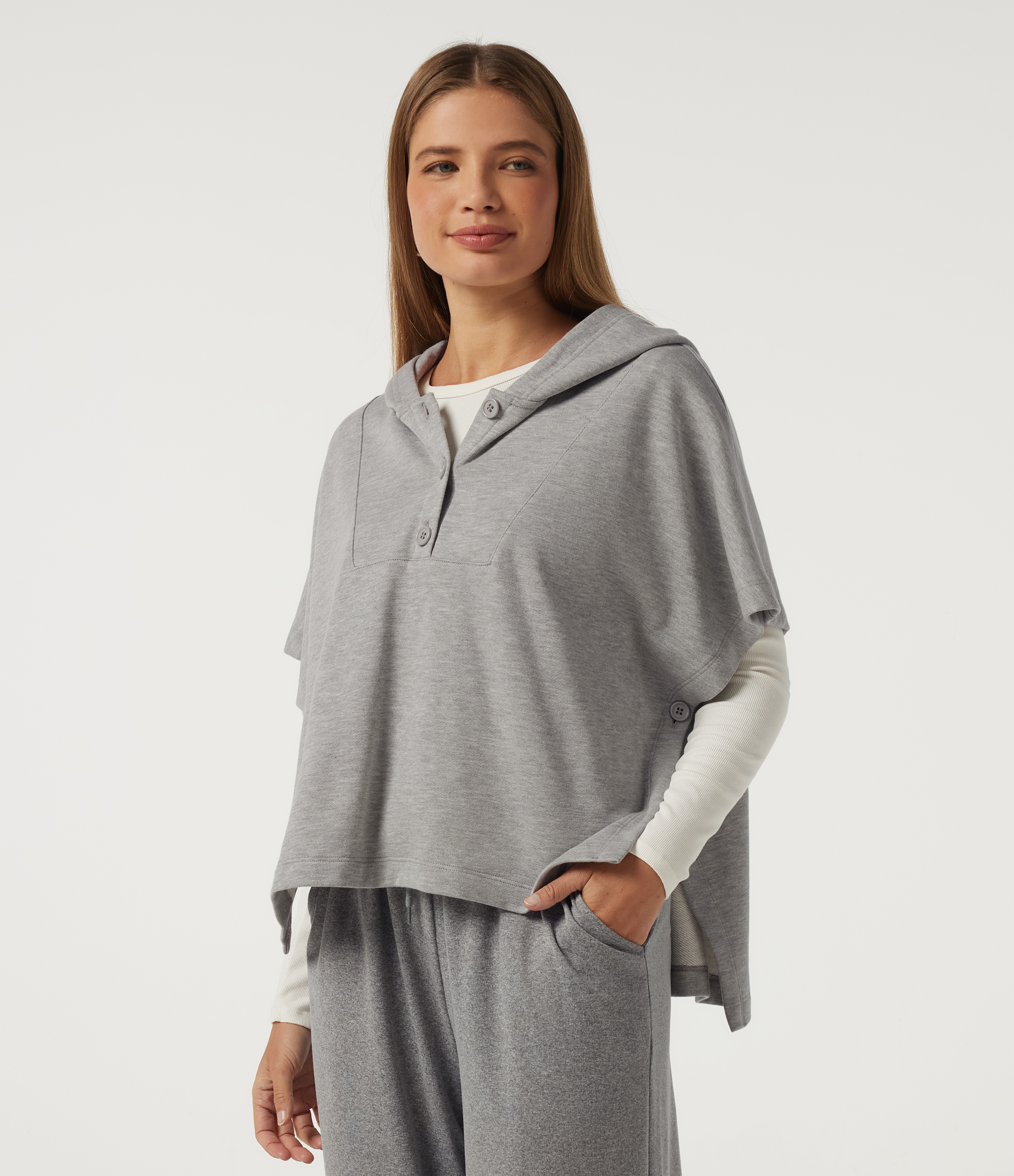 Hooded Short Sleeve Split Hem Casual Sweatshirt