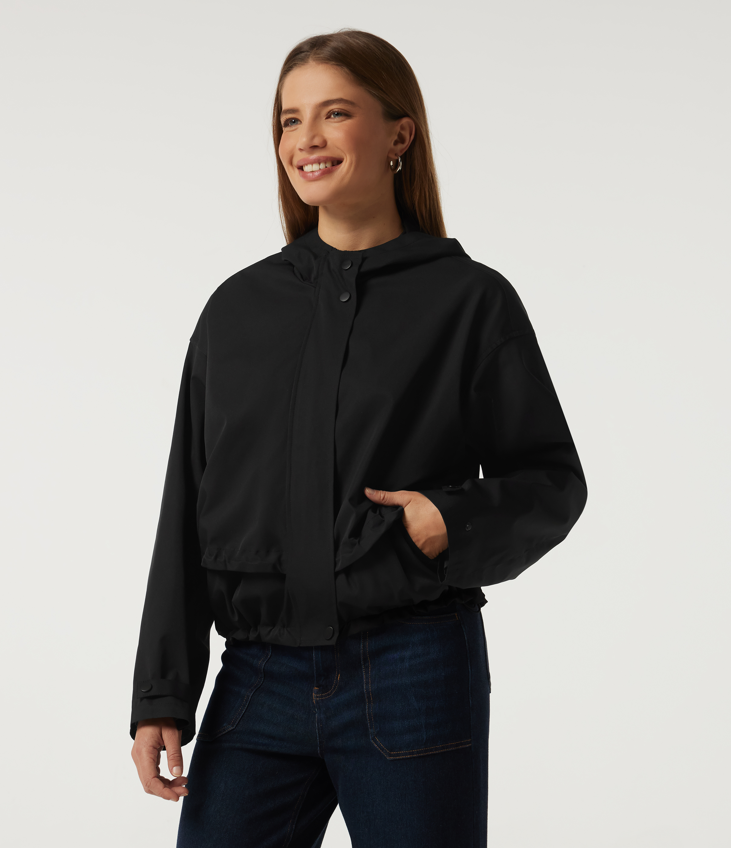 Hooded Long Sleeve Casual Jacket with Pockets