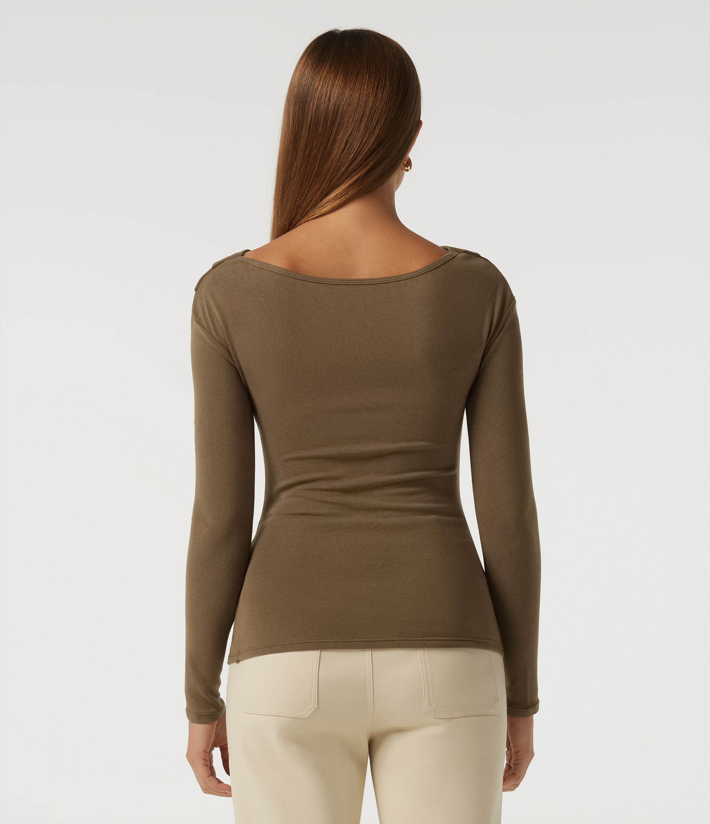 Butternut V Neck Long Sleeve Crossover Ruched Casual Top / 2